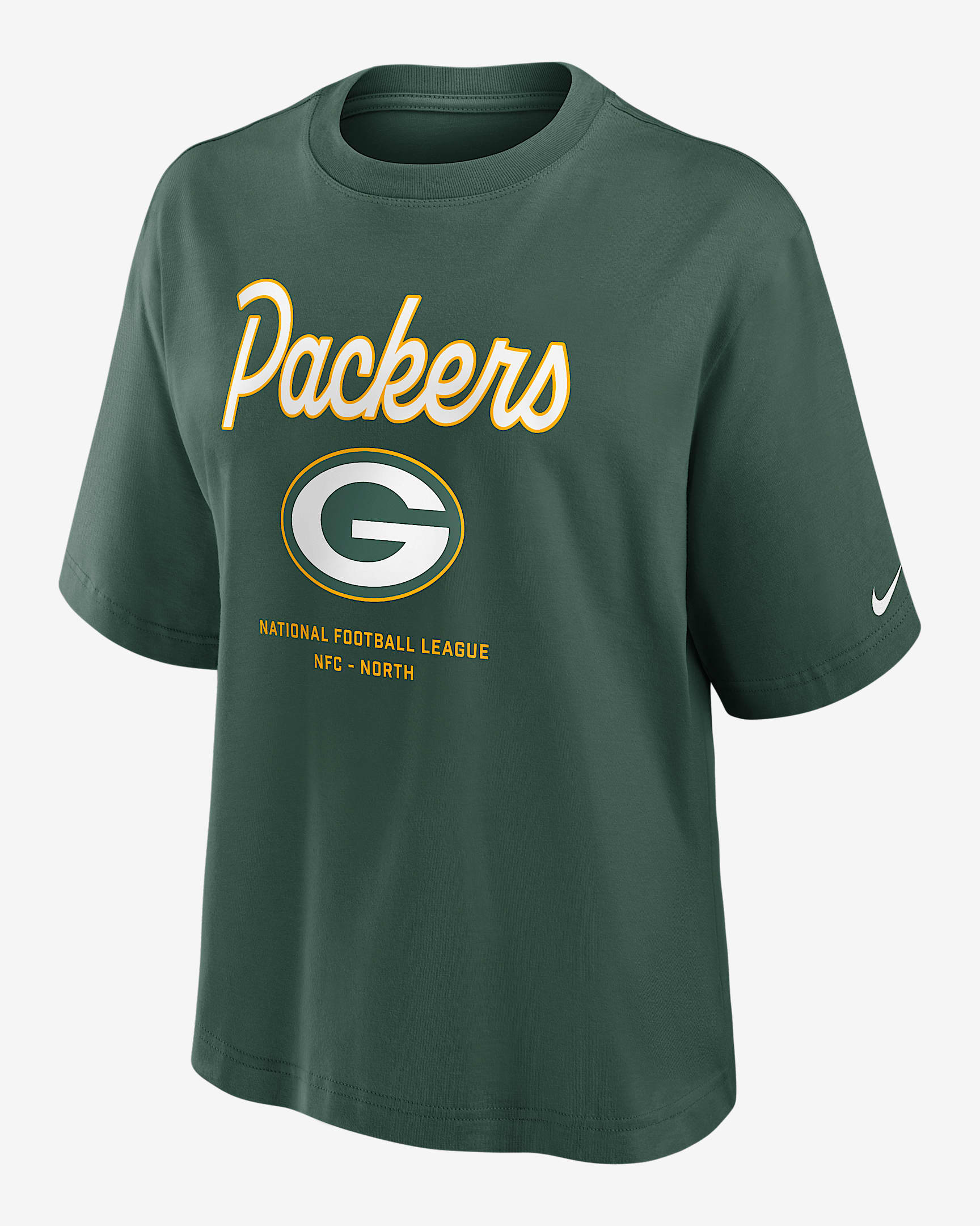 Green Bay Packers Essential Script Boxy Women's Nike NFL T-Shirt - Green