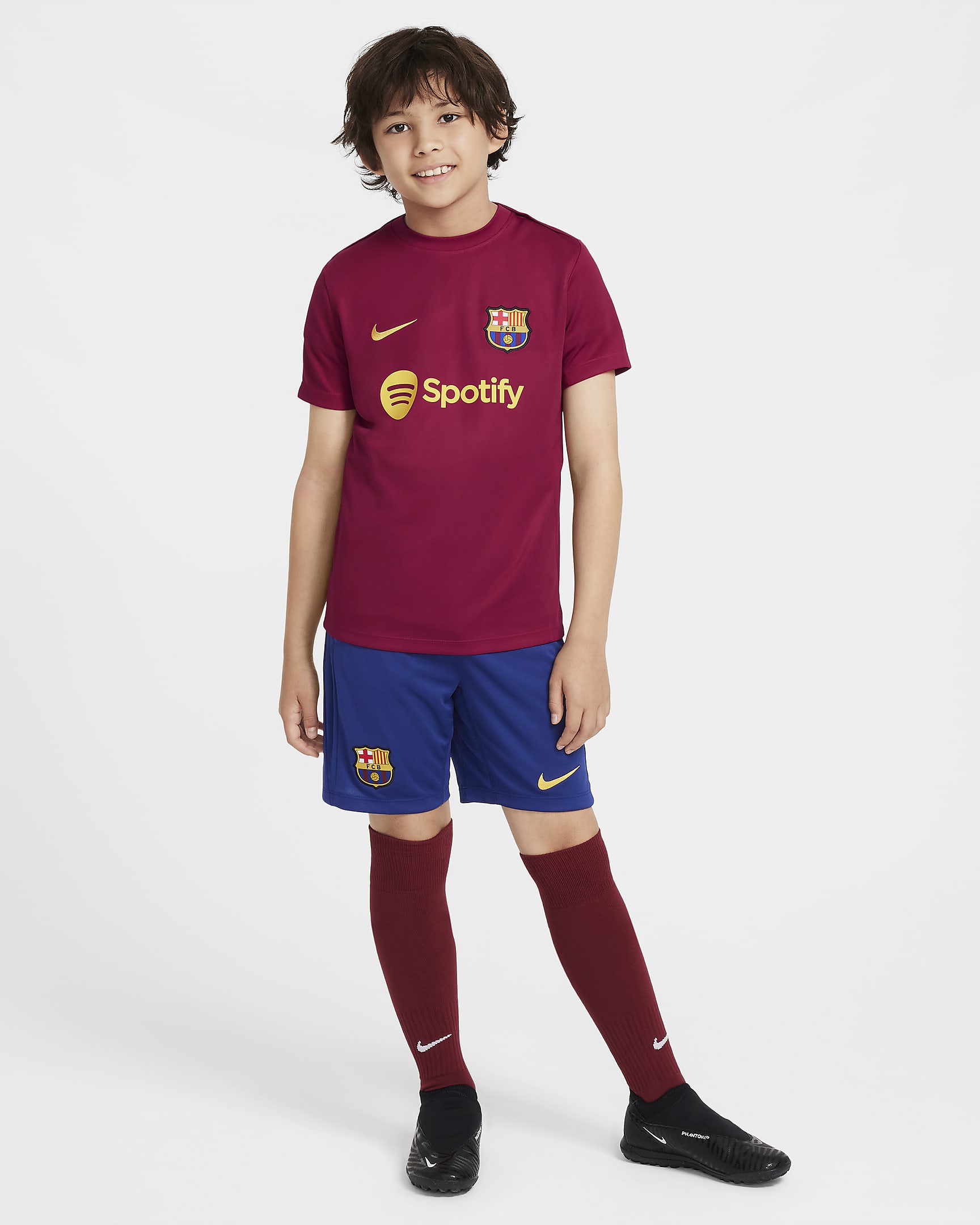 F.C. Barcelona Academy Pro Older Kids' Nike Dri-FIT Football Short-Sleeve Top - Noble Red/Varsity Maize