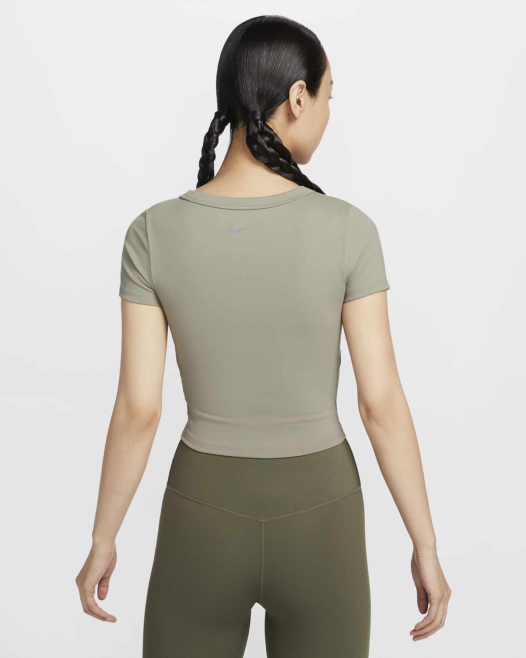 เสื้อเอวลอยแขนสั้นผู้หญิง Dri-FIT Nike One Fitted - Light Army/ดำ