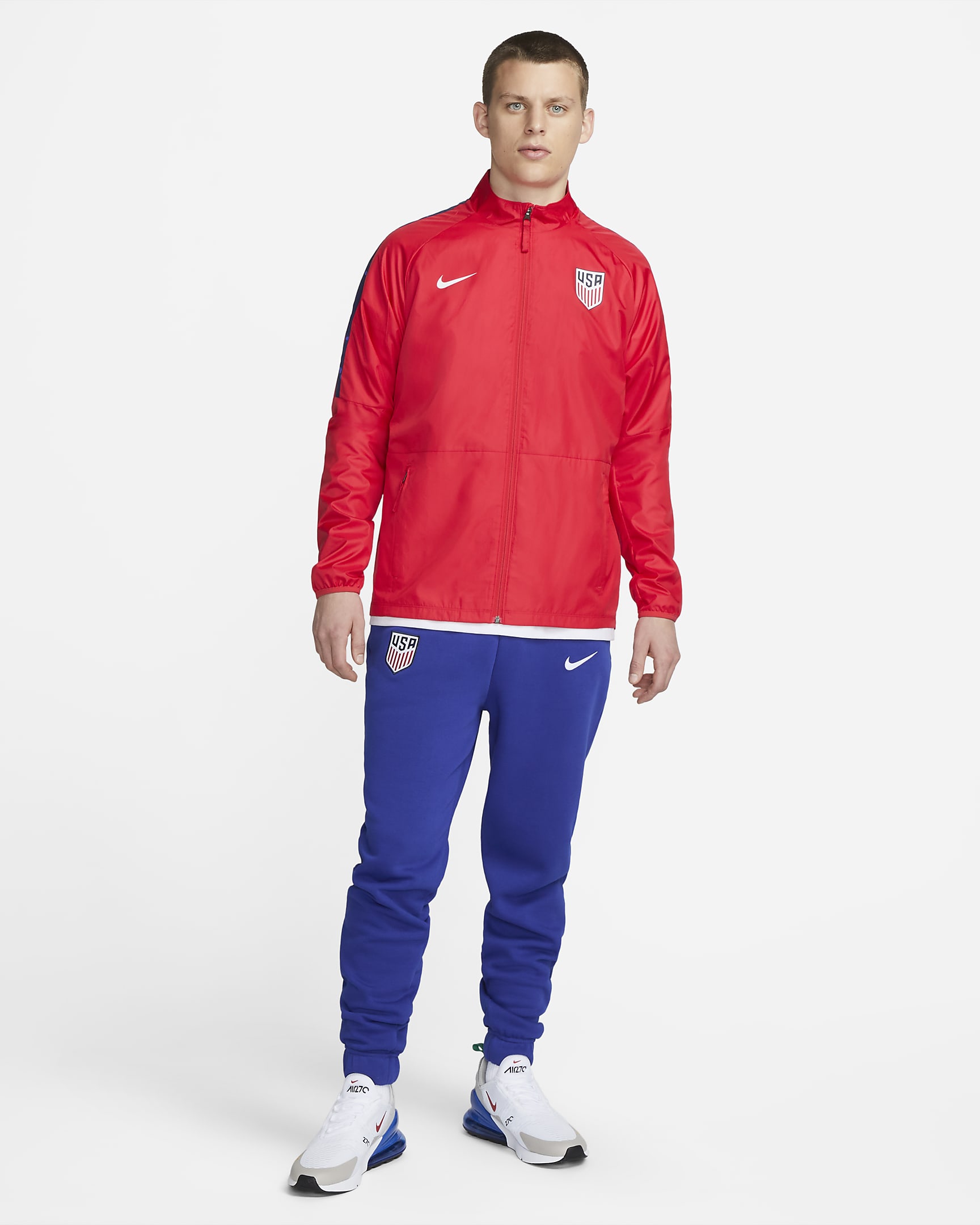 Chamarra de fútbol para hombre U.S. Repel Academy AWF - Rojo velocidad/Azul fiel/Blanco