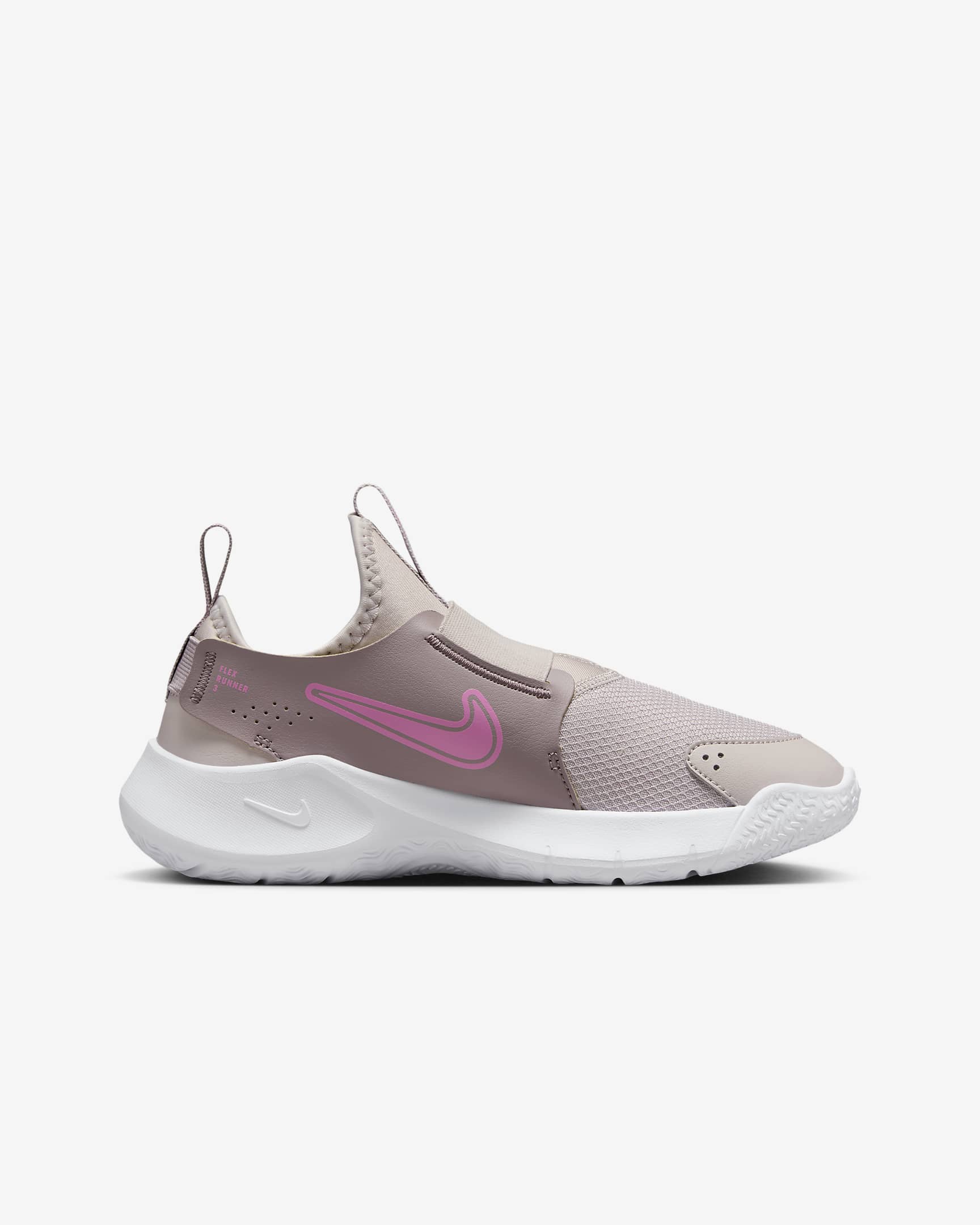 Tenis de correr en carretera para niños grandes Nike Flex Runner 3 - Violeta platino/Violeta mineral/Blanco/Rosa alegre