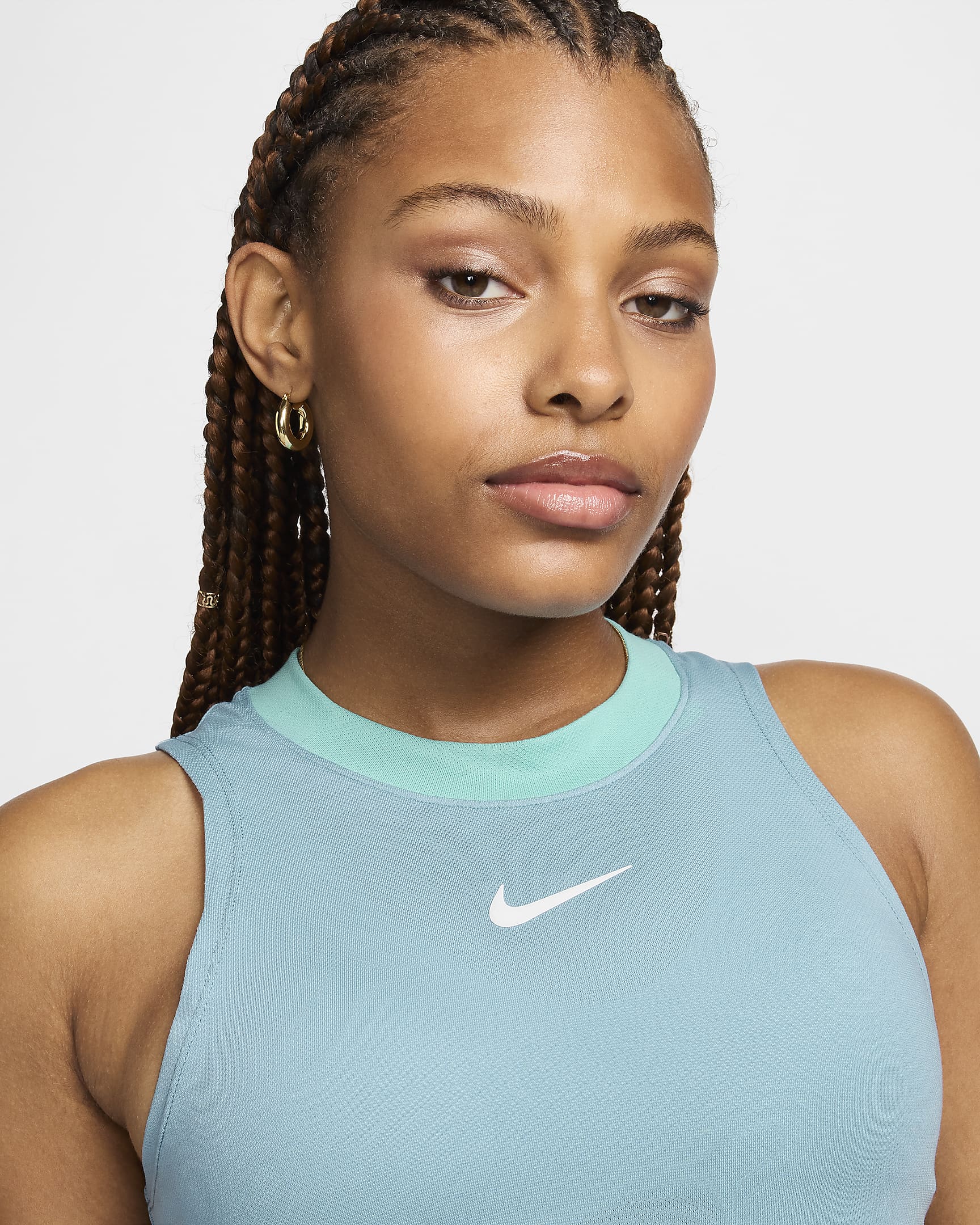 Débardeur de tennis Dri-FIT NikeCourt Advantage pour femme - Denim Turquoise/Green Frost/Blanc