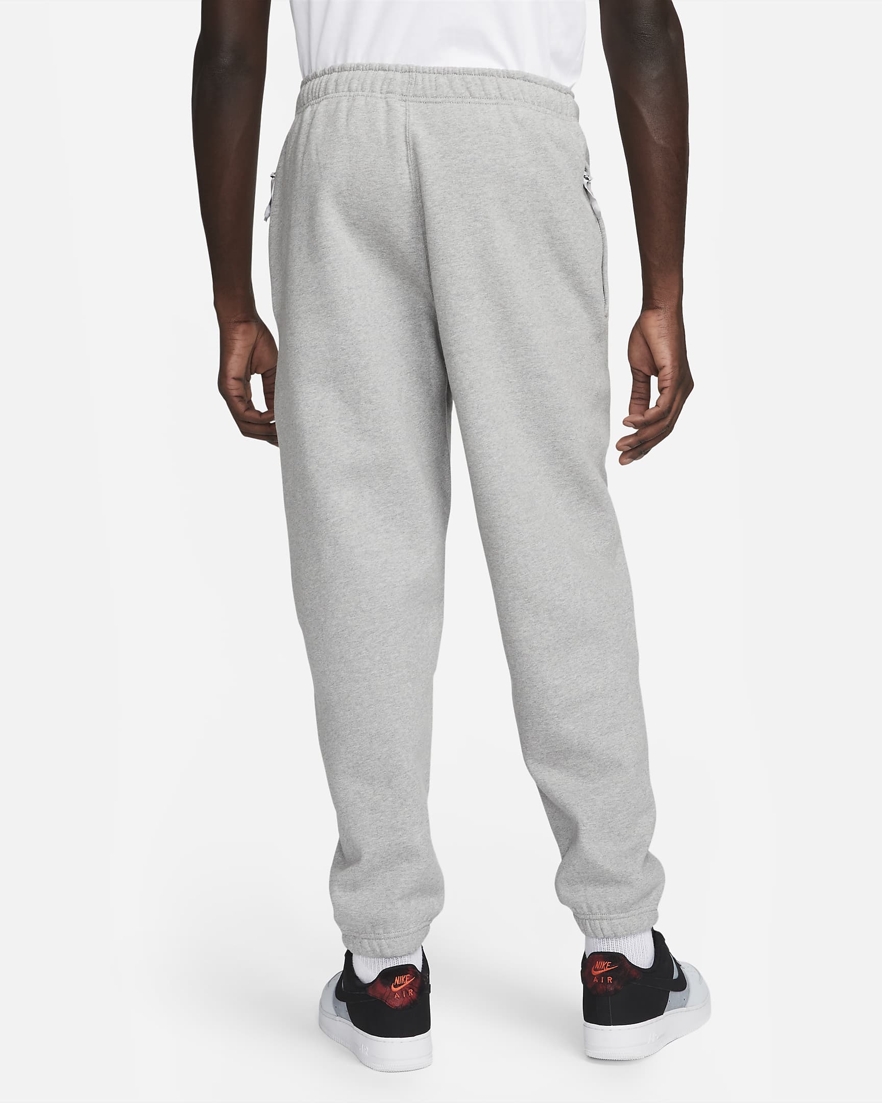 Nike Solo Swoosh Men's Fleece Trousers - Dark Grey Heather/White