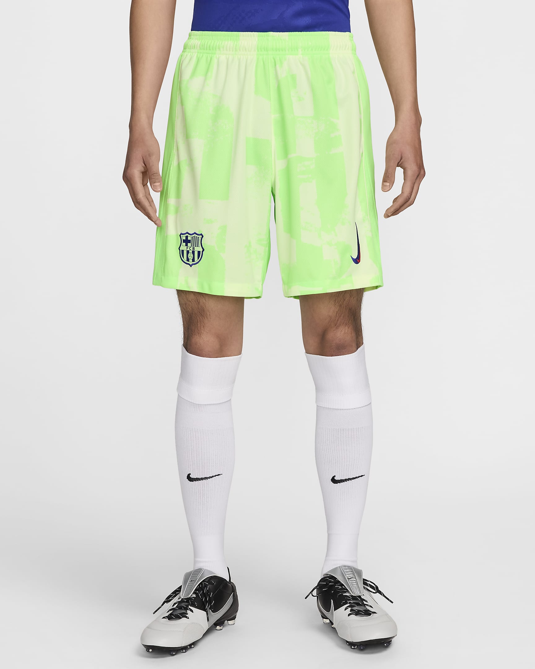 Replika pánských fotbalových kraťasů Nike Dri-FIT FC Barcelona Stadium 2024/25, třetí - Barely Volt/Lime Blast/Old Royal