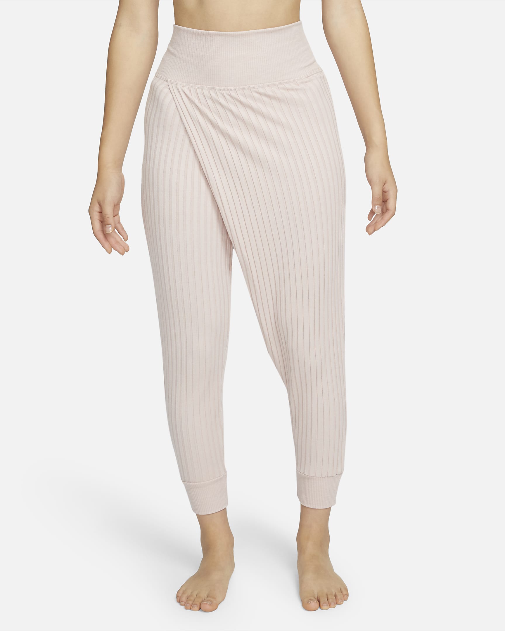 Pants de tela de canalé para mujer Nike Yoga Luxe - Rosa Oxford/Jaspeado/Rosa suave claro