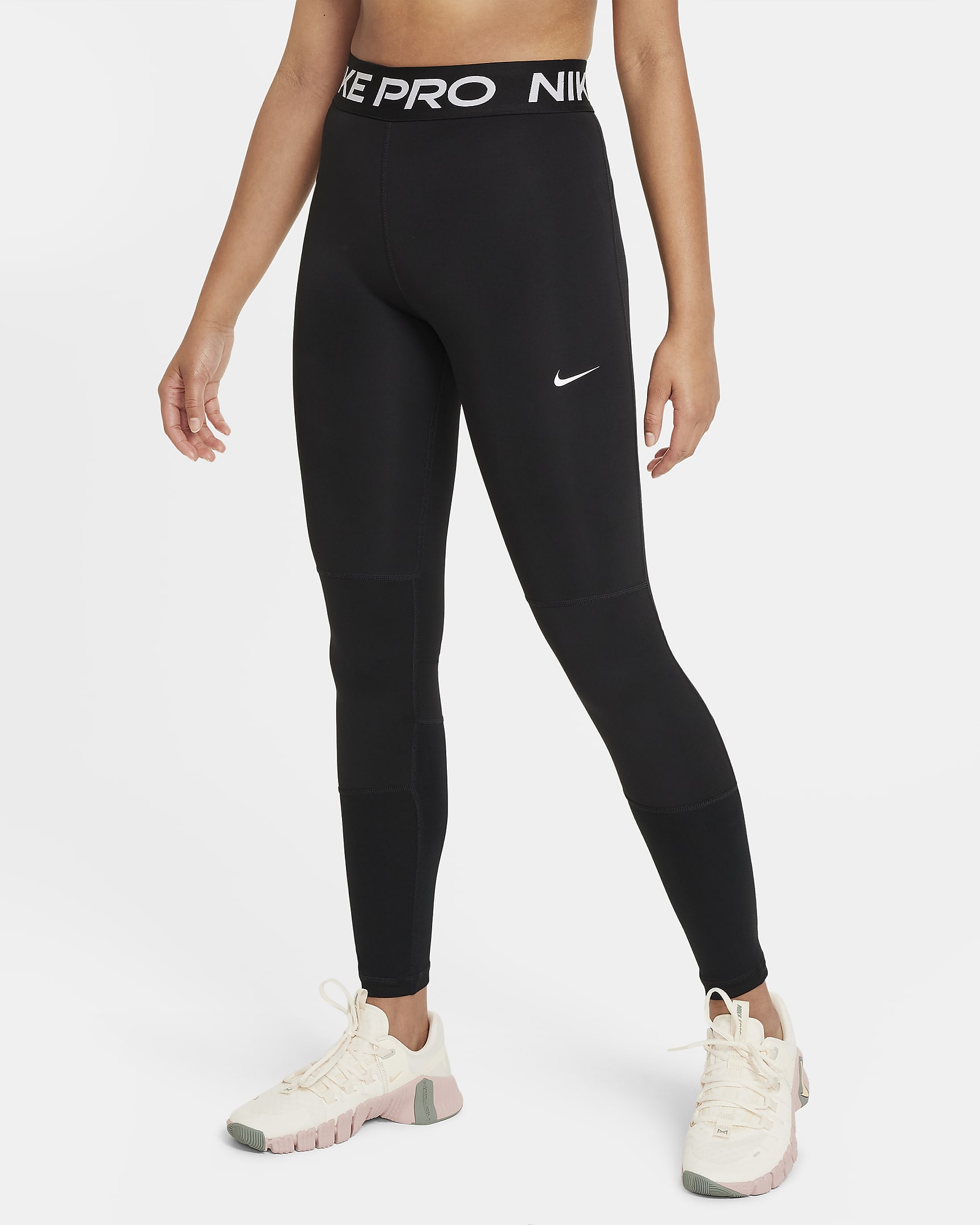 Nike Pro Dri-FIT Big Kids' (Girls') Leggings - Black/White