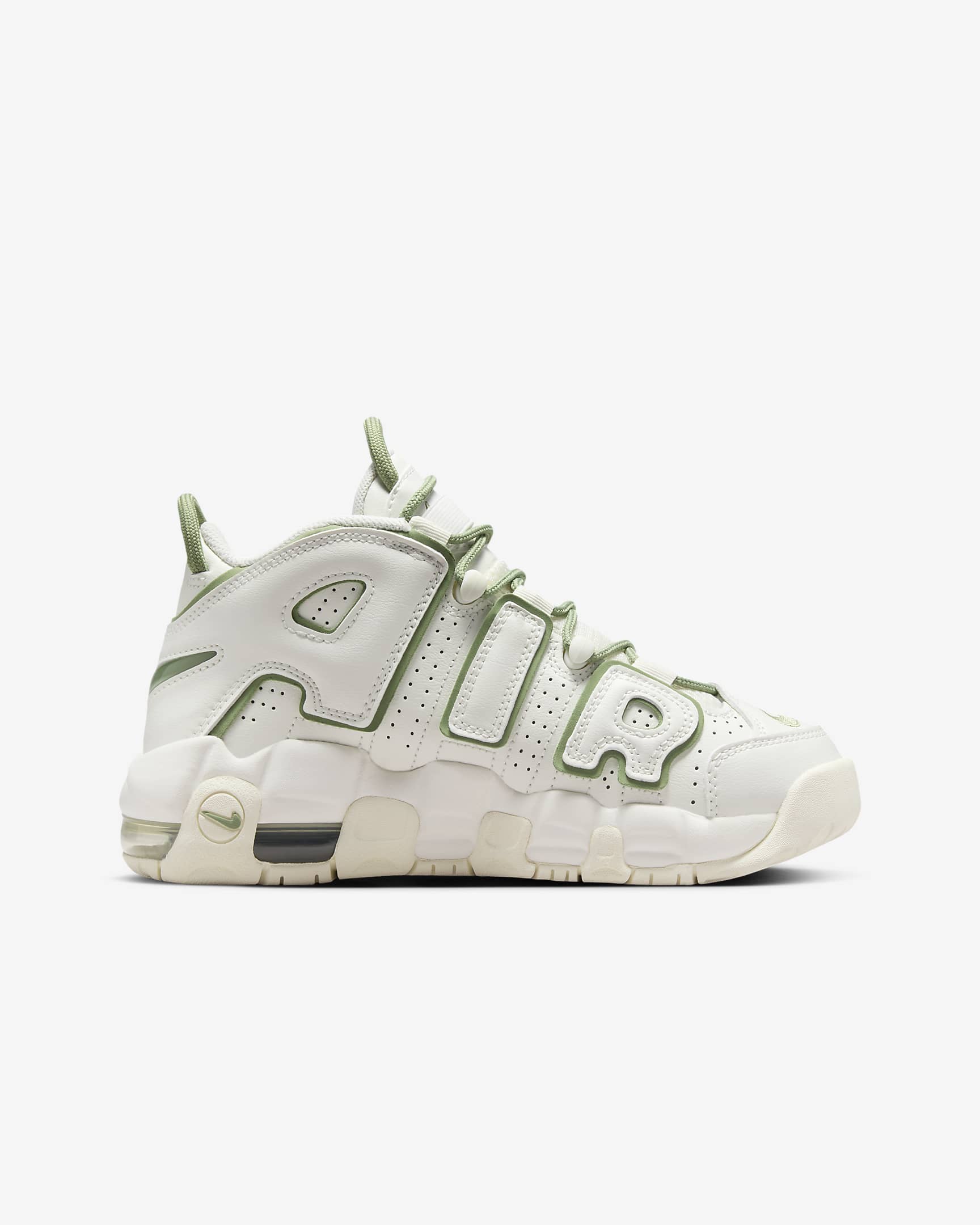 Tenis para niños grandes Nike Air More Uptempo - Vela/Verde aceite