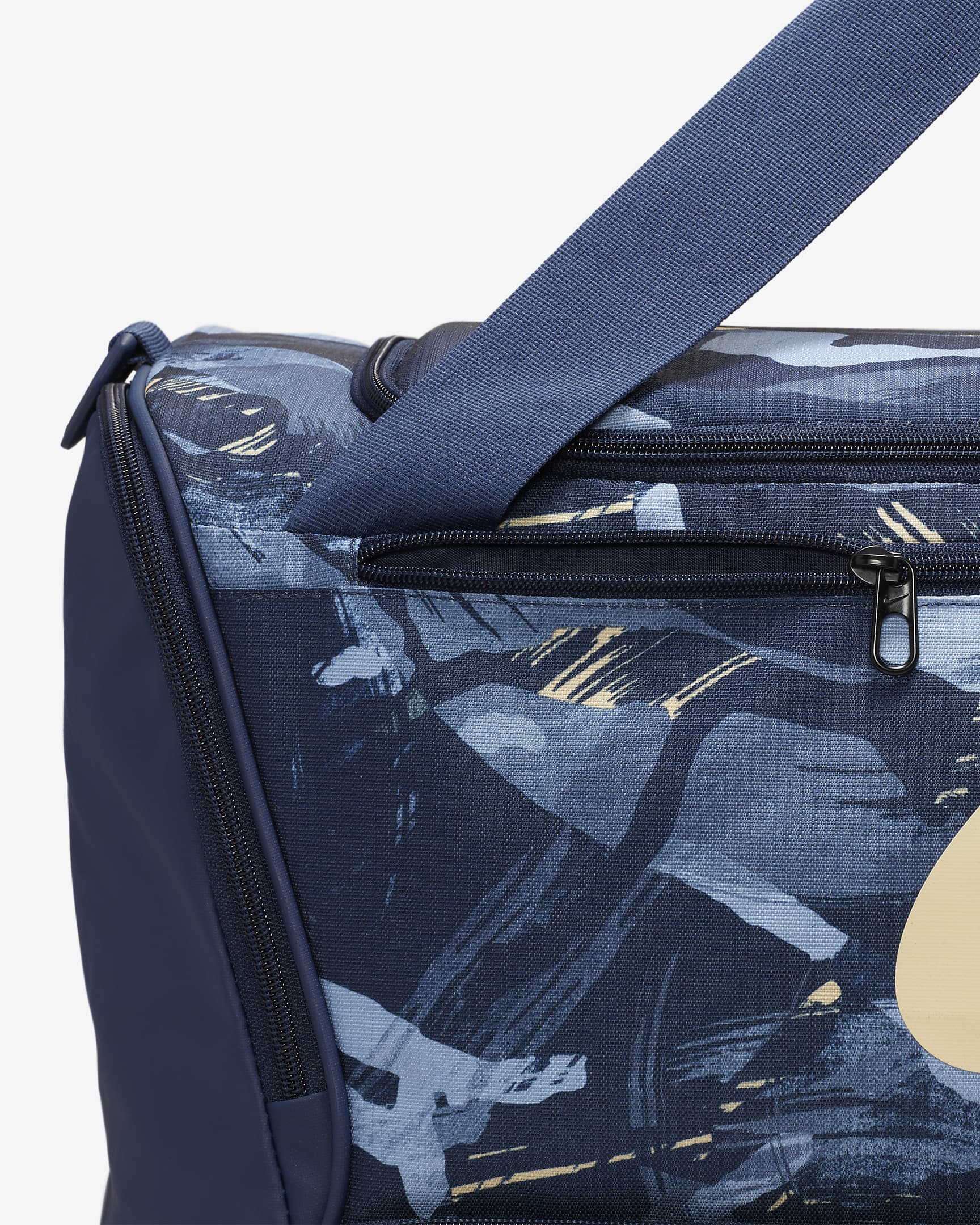 Nike Brasilia Printed Duffel Bag (Medium, 60L) - Midnight Navy/Midnight Navy/Pale Vanilla