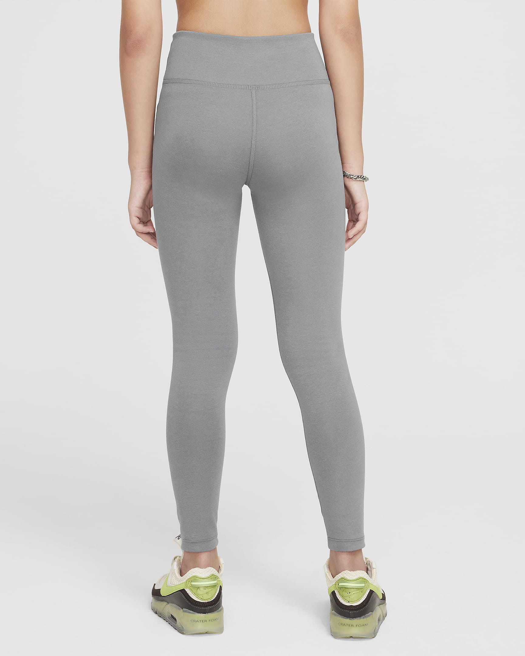 Nike Sportswear Classic Girls' High-Waisted Leggings - Smoke Grey/White