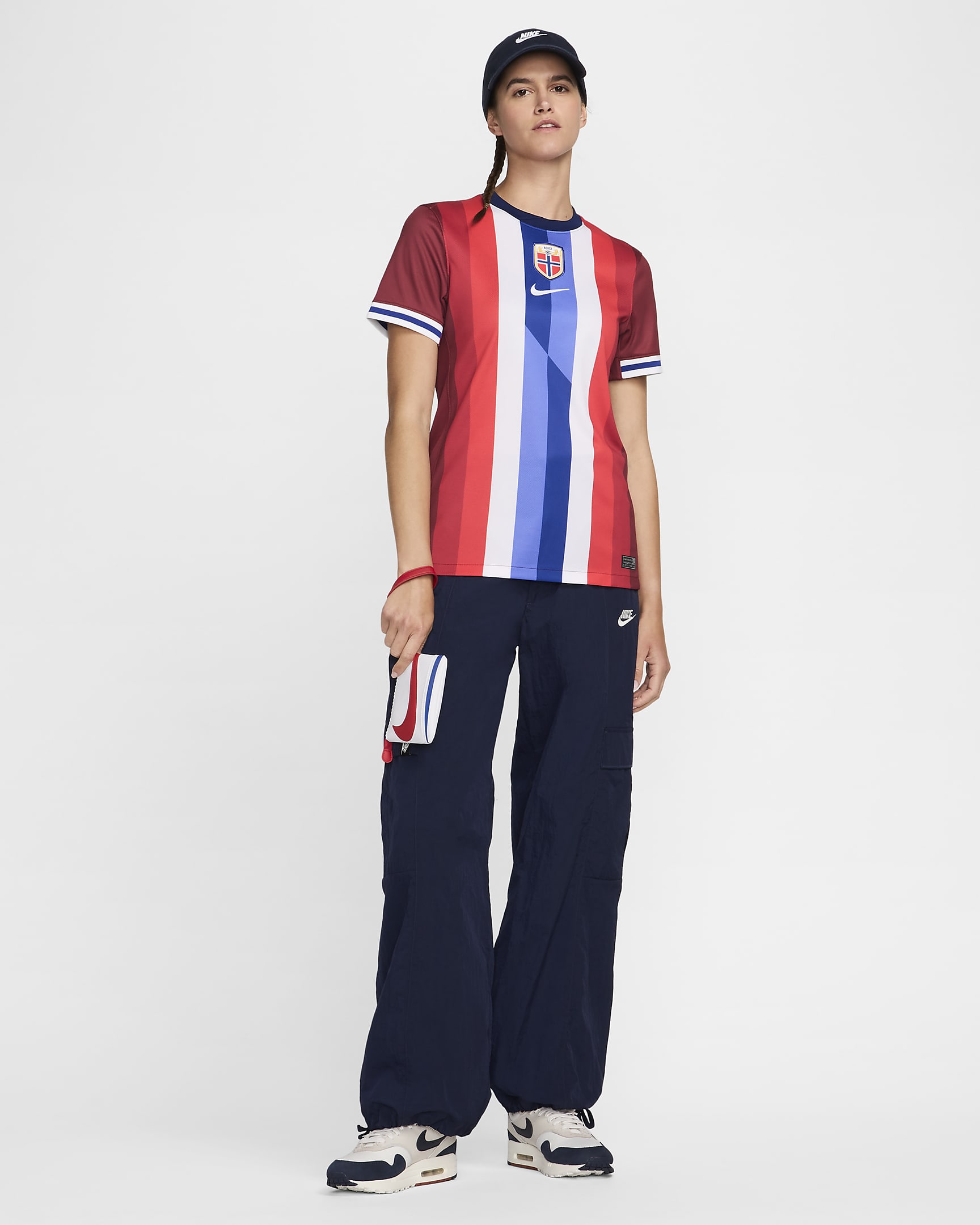 Norge 2024 Stadium (hjemmedrakt) Nike Dri-FIT Replica fotballdrakt til dame - Team Red/Blue Void/Hvit