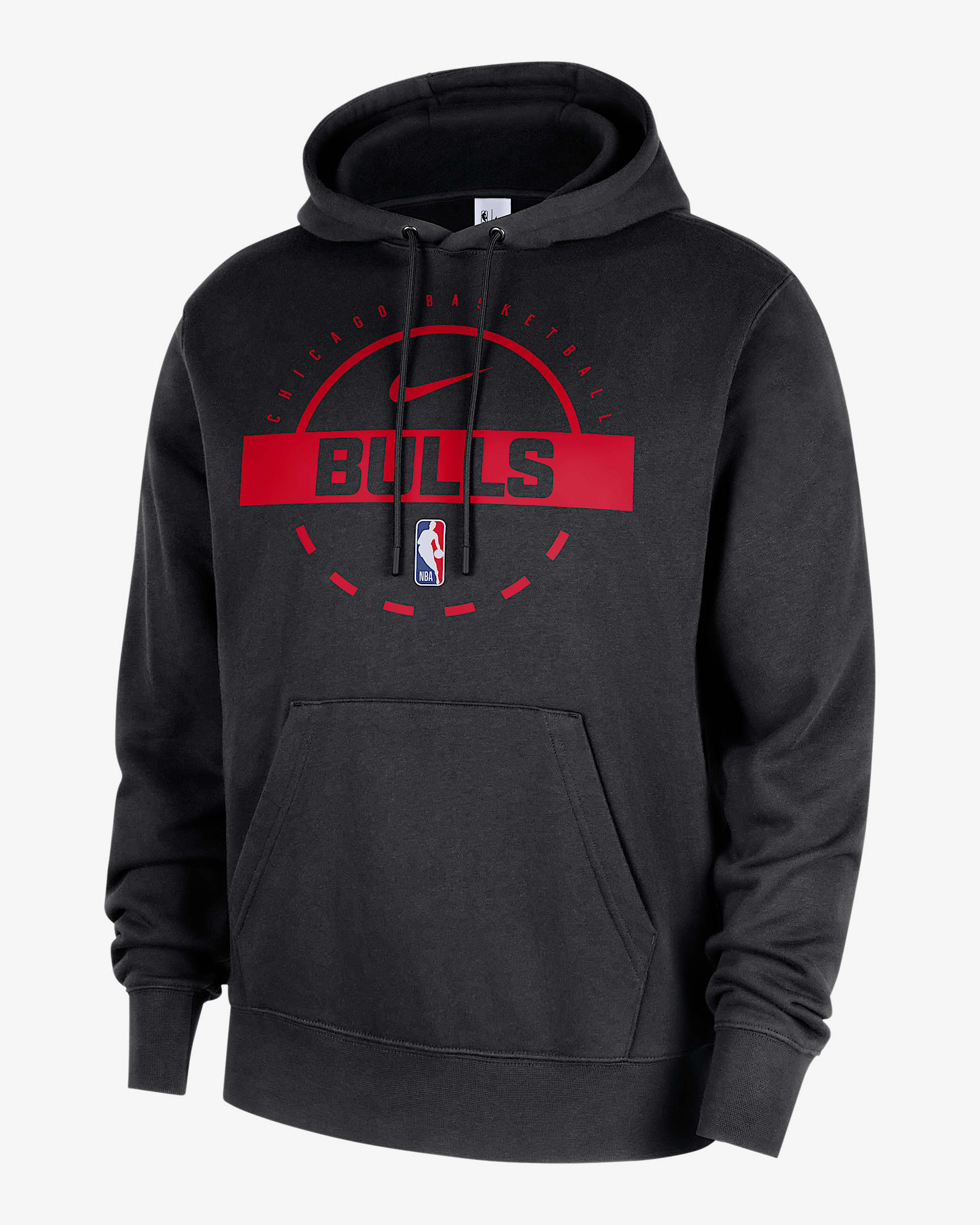 Chicago Bulls Club Men's Nike NBA Practice Pullover Hoodie - Black/University Red