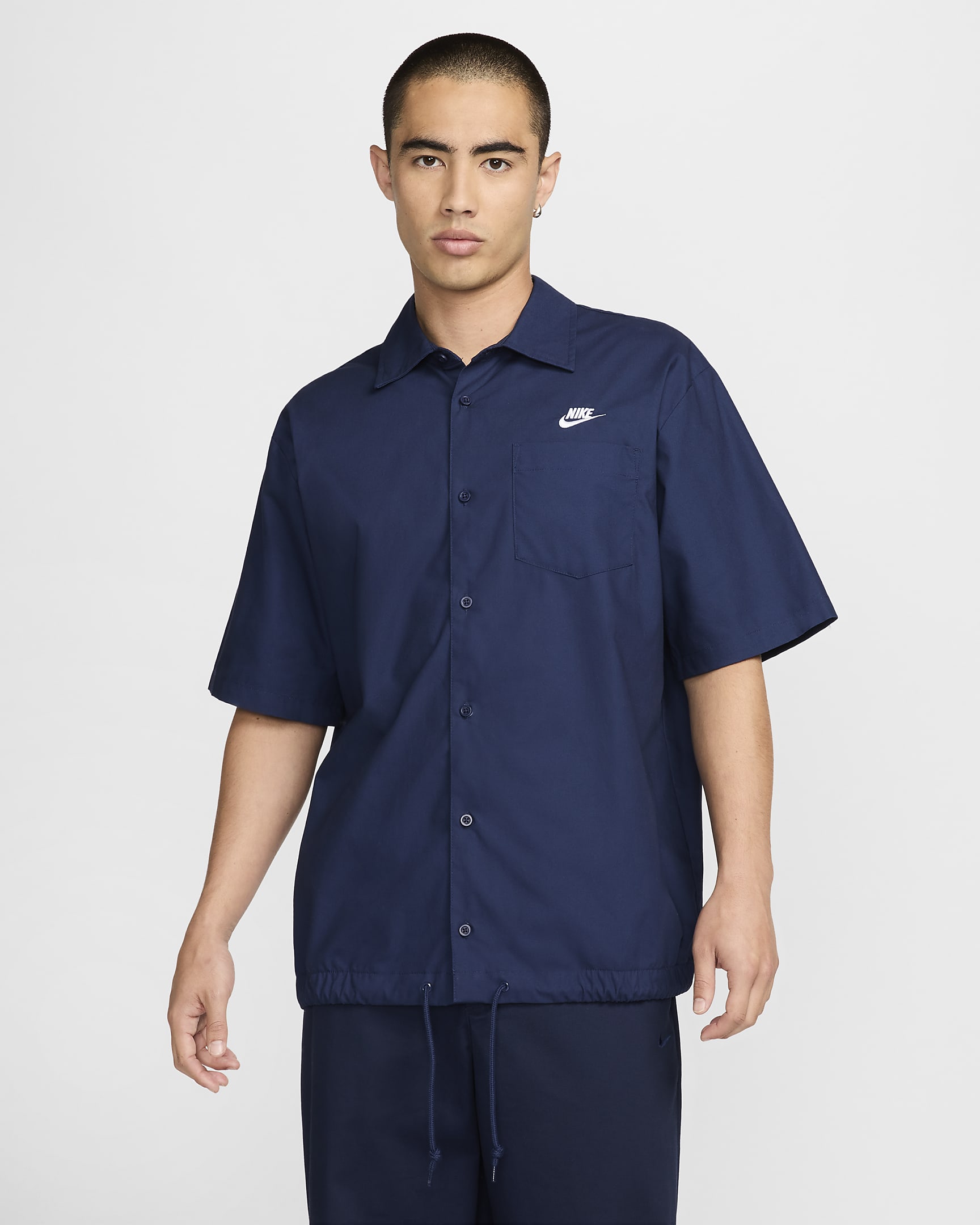 Nike Club Men's Short-Sleeve Oxford Button-Down Shirt - Midnight Navy/White