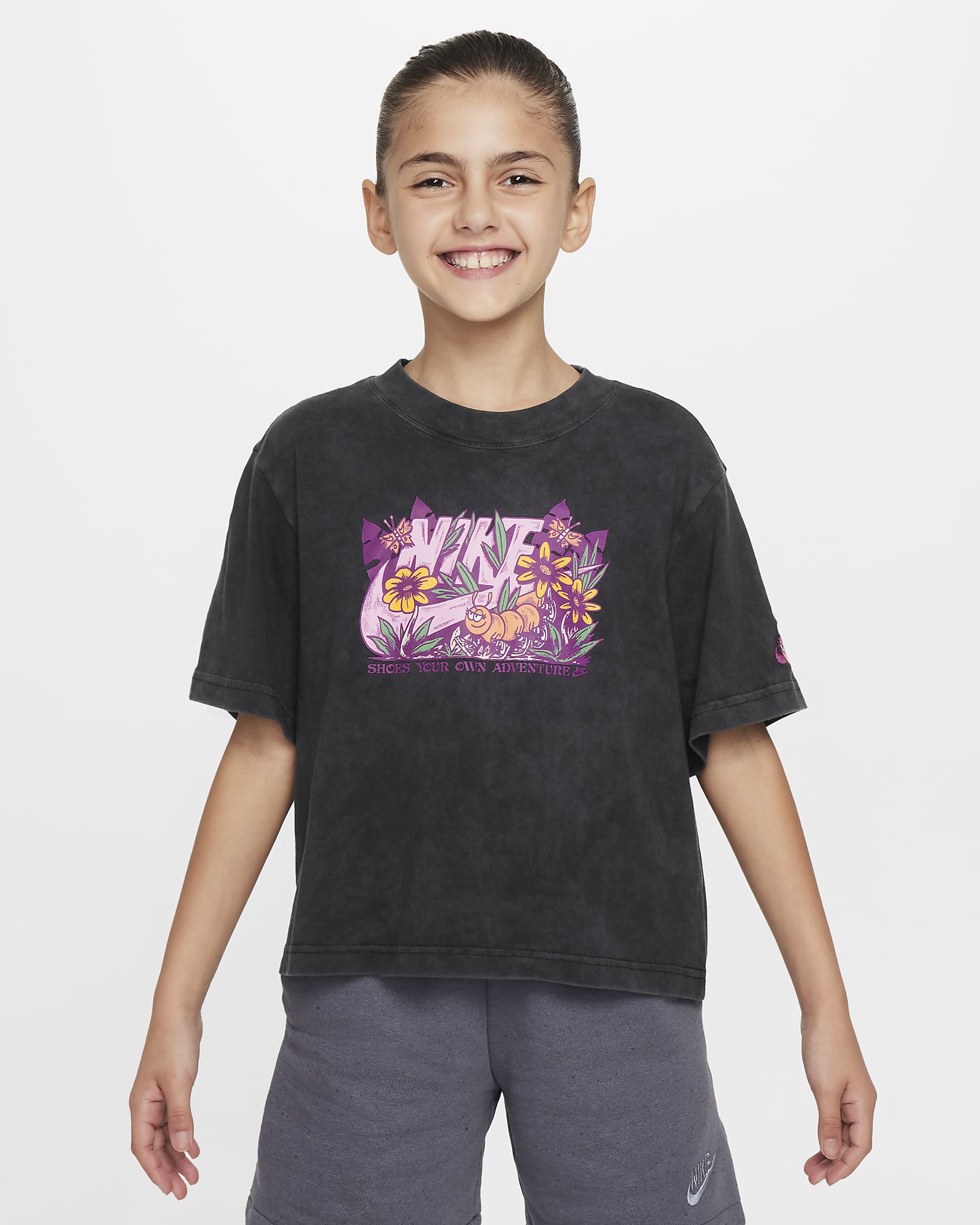 Playera para niña talla grande Nike Sportswear - Negro