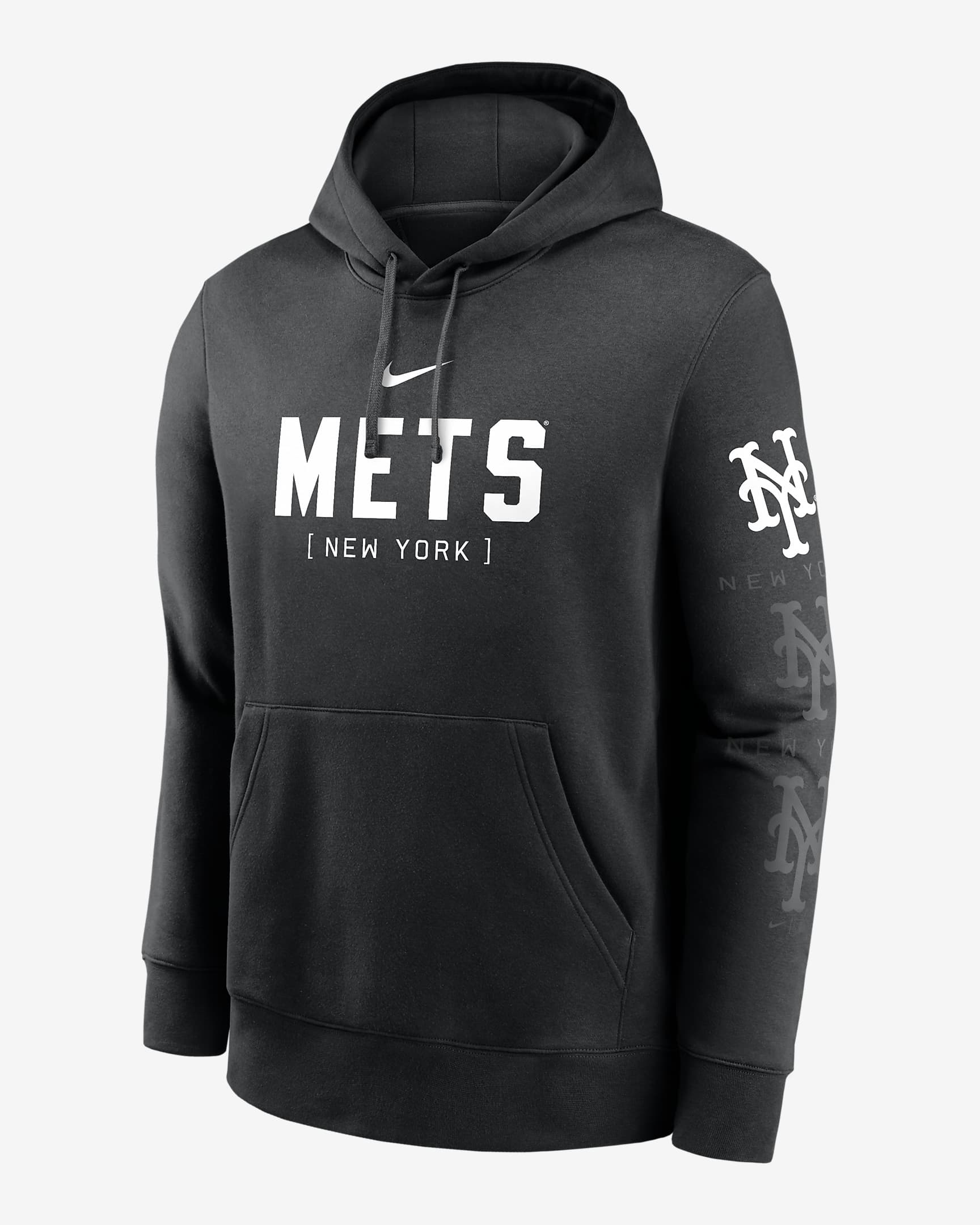 New York Mets Fashion Club Men's Nike MLB Pullover Hoodie - Black