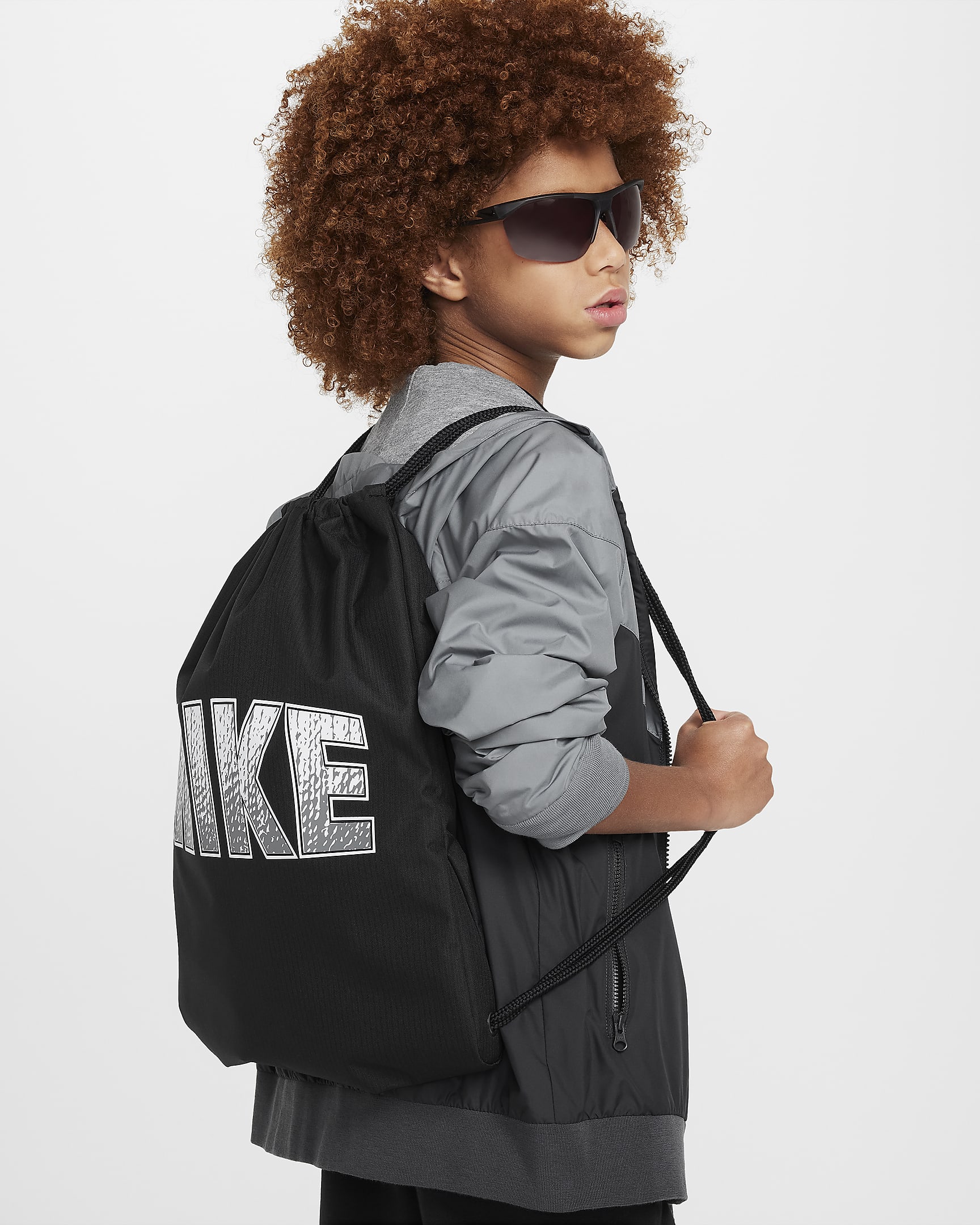 Nike Kids' Drawstring Bag (12L) - Black/Black/Smoke Grey