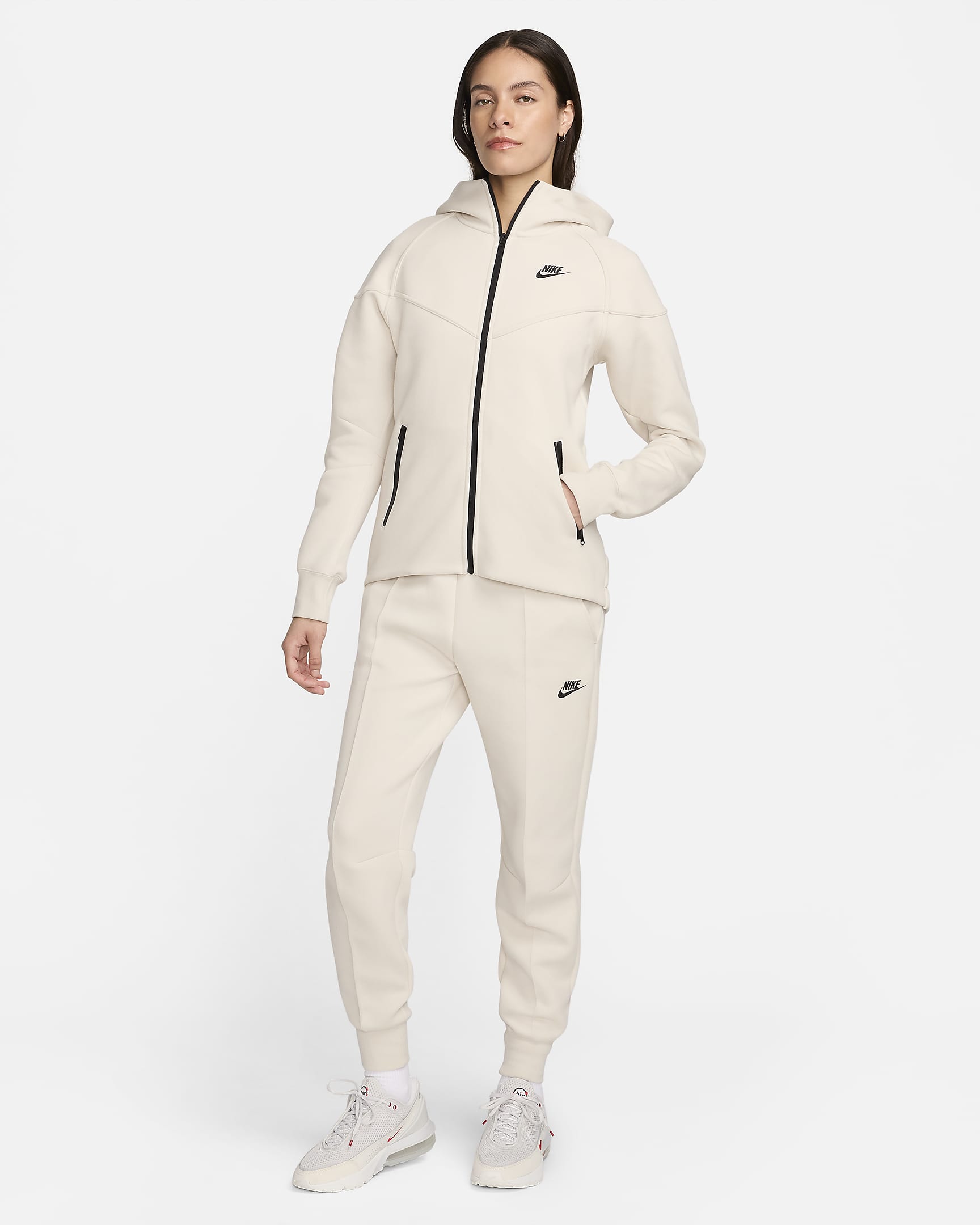 Sweat à capuche à zip Nike Sportswear Tech Fleece Windrunner pour femme - Light Orewood Brown