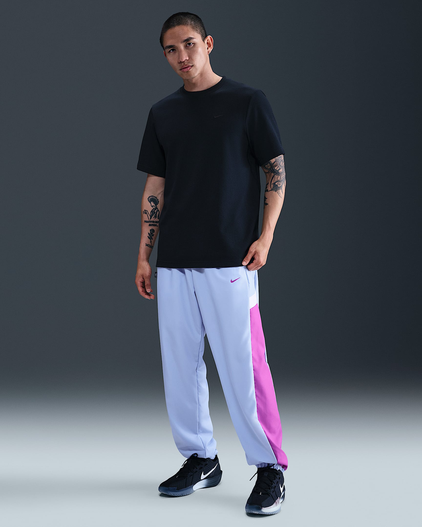 Nike Icon Men's Woven Basketball Trousers - Aluminium/Vivid Purple/Barely Grape/Vivid Purple