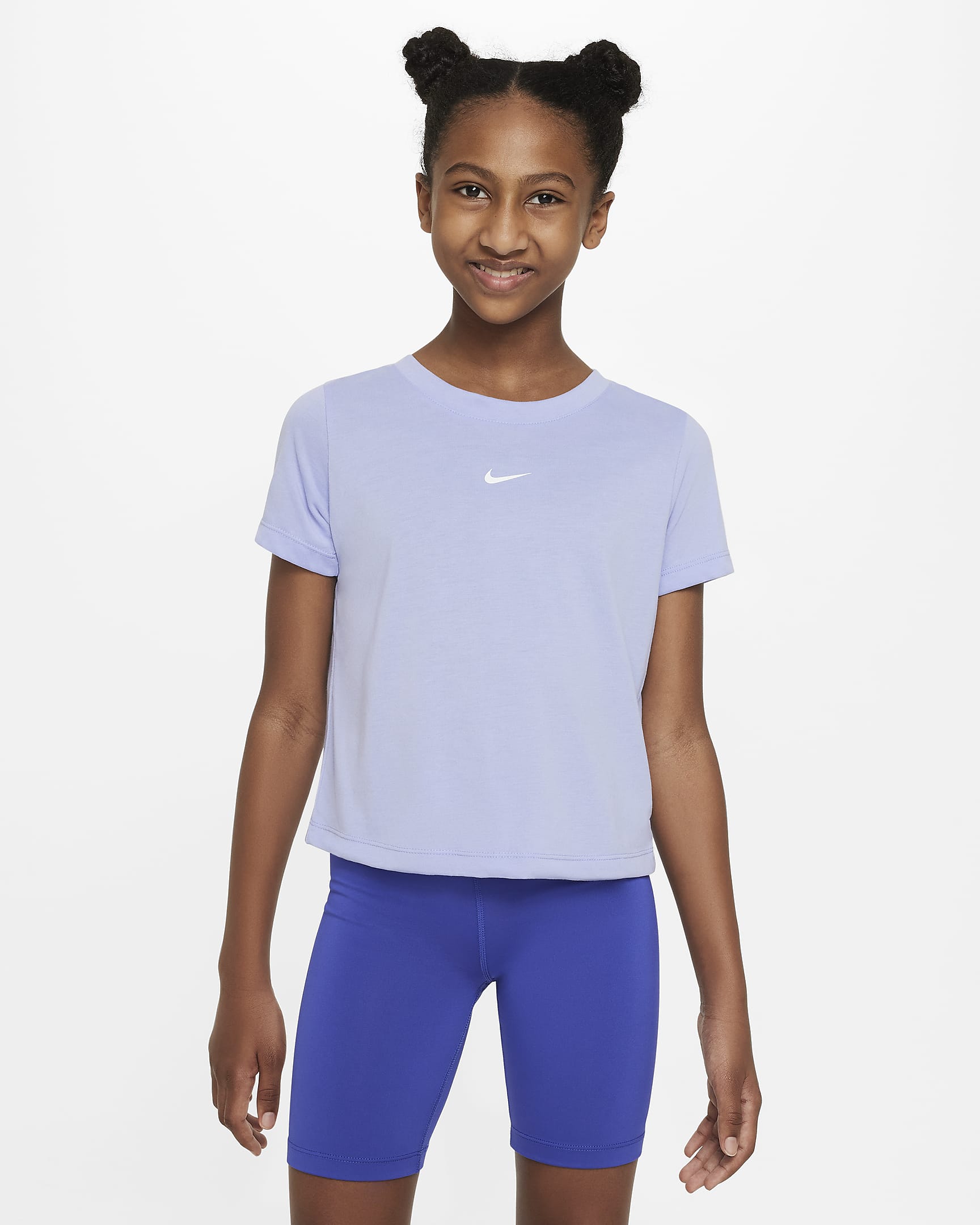 Nike Dri-FIT Breathe Big Kids' (Girls') Training Top - Light Thistle/White