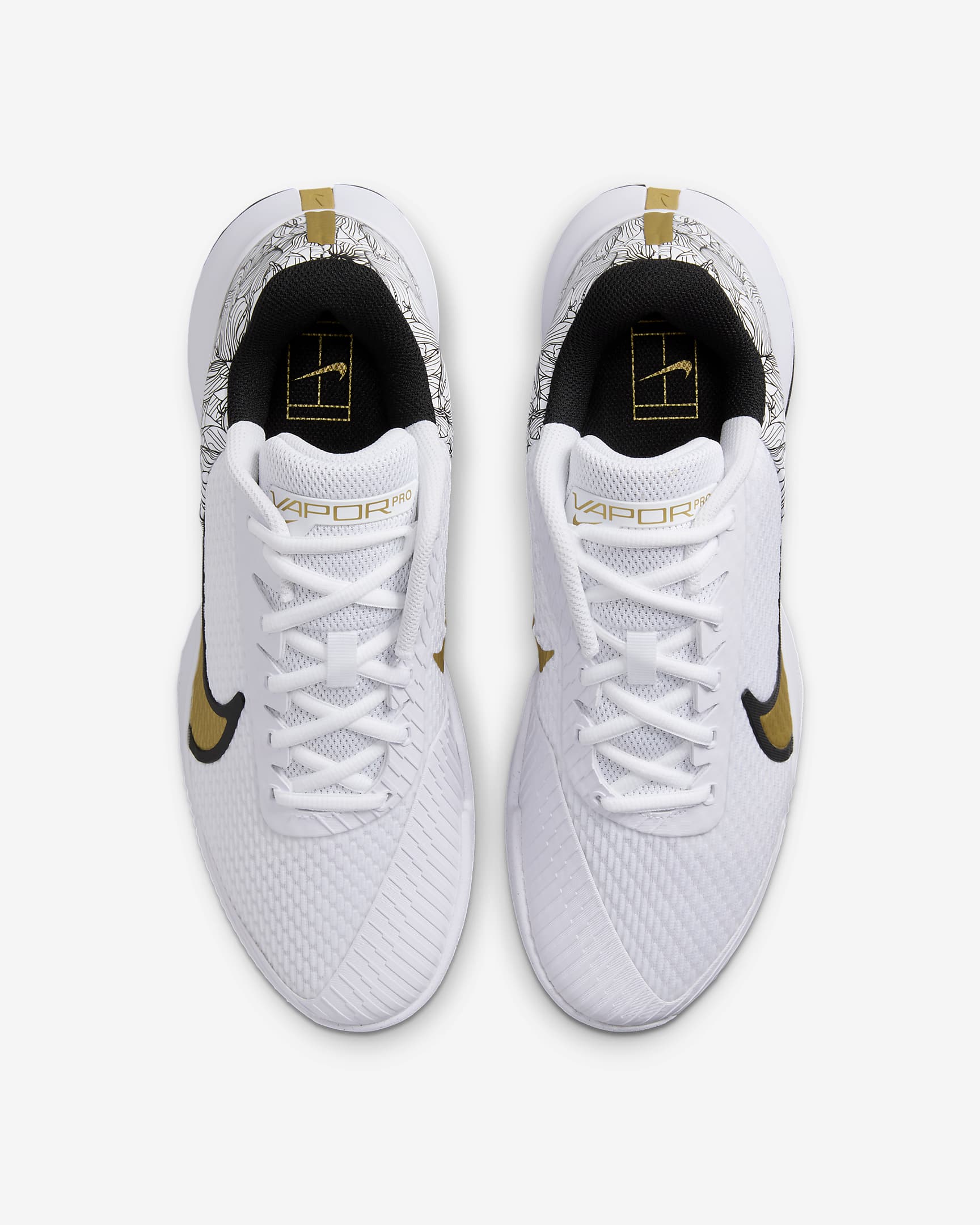 NikeCourt Vapor Pro 2 Magnolia Men's Hard Court Tennis Shoes - White/Black/Metallic Gold