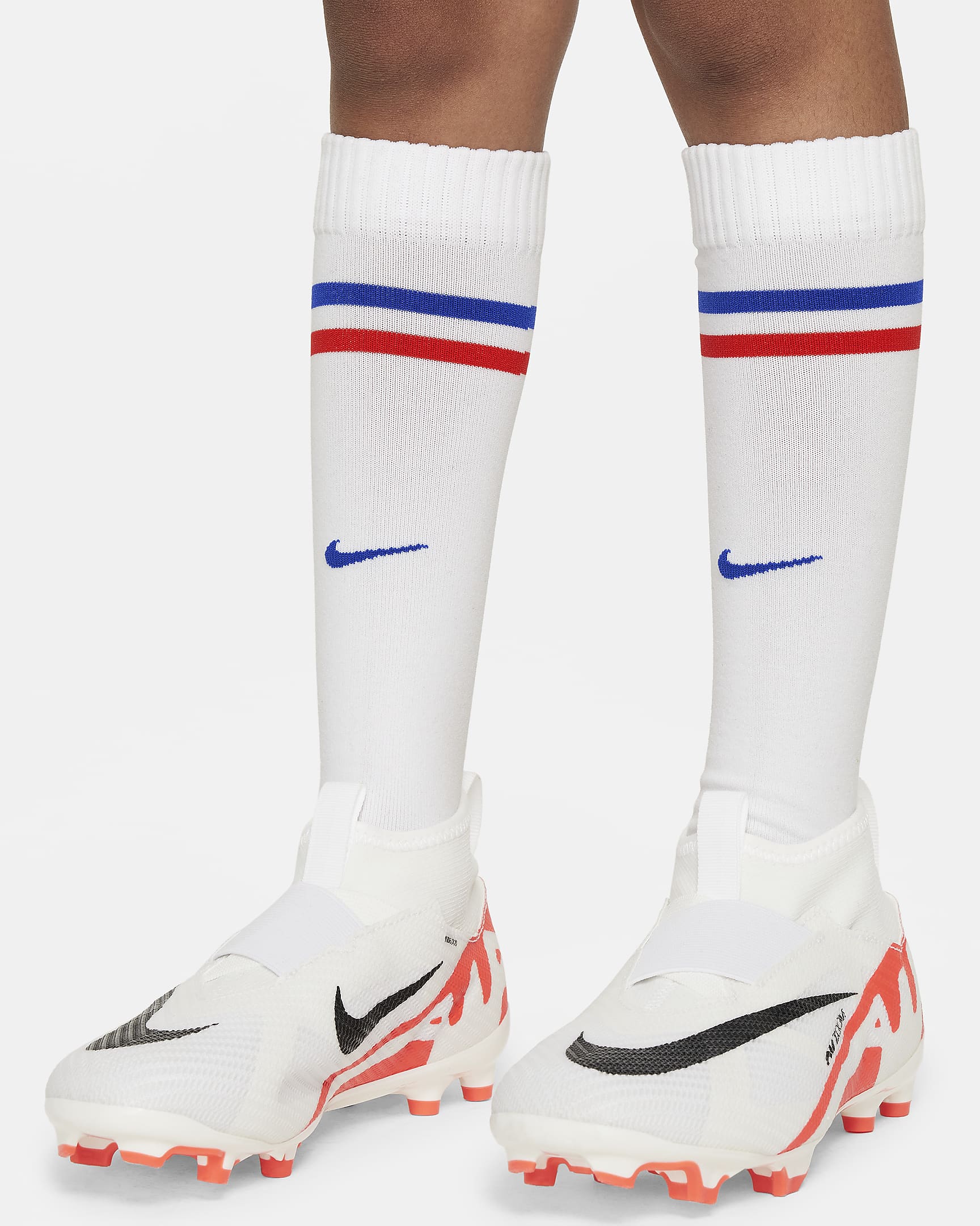 FFF 2024/25 Stadium Away Younger Kids' Nike Football Replica 3-Piece Kit - White/Bright Blue/University Red/Bright Blue