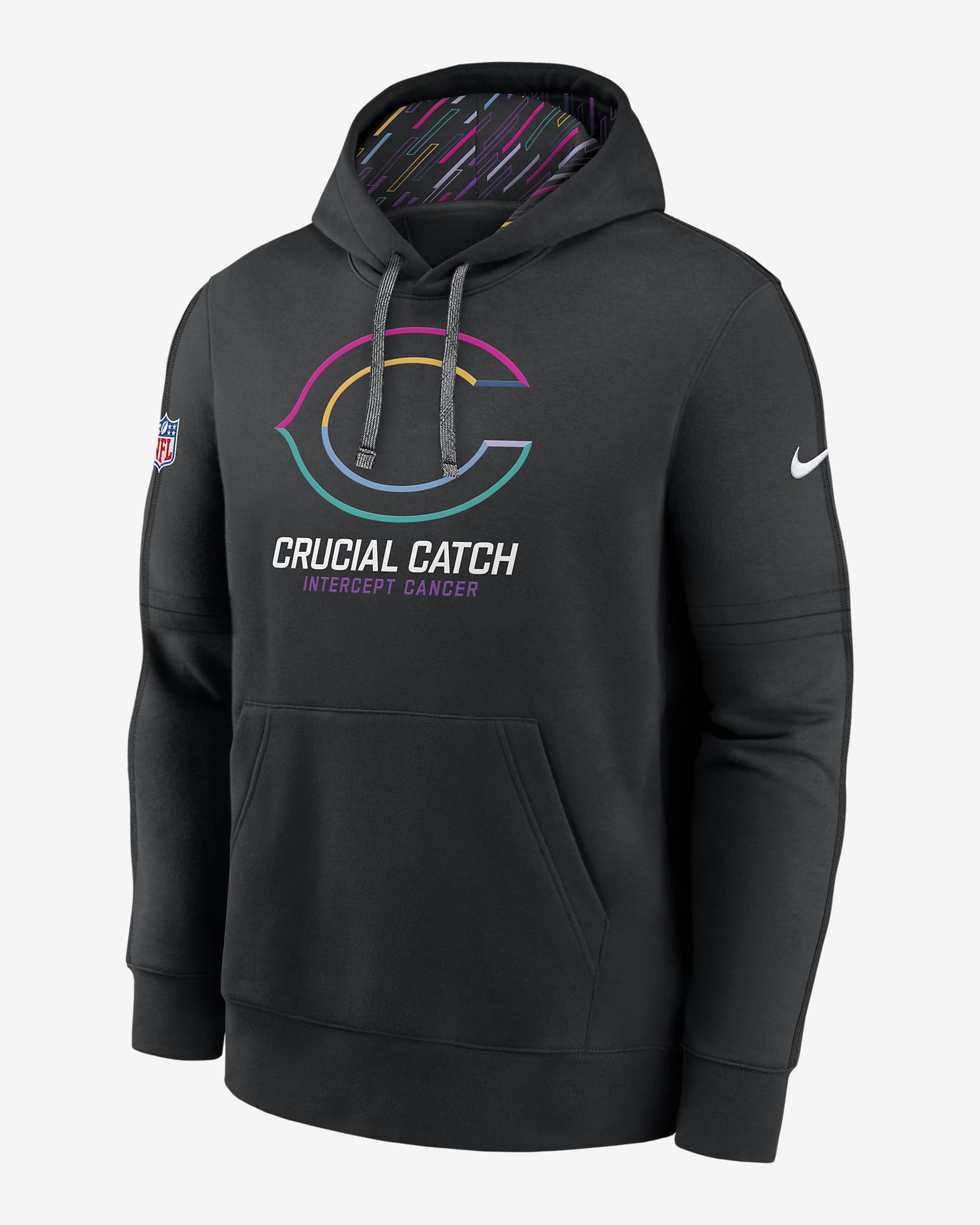 Sudadera con gorro sin cierre Nike de la NFL para hombre Chicago Bears Crucial Catch Club - Negro