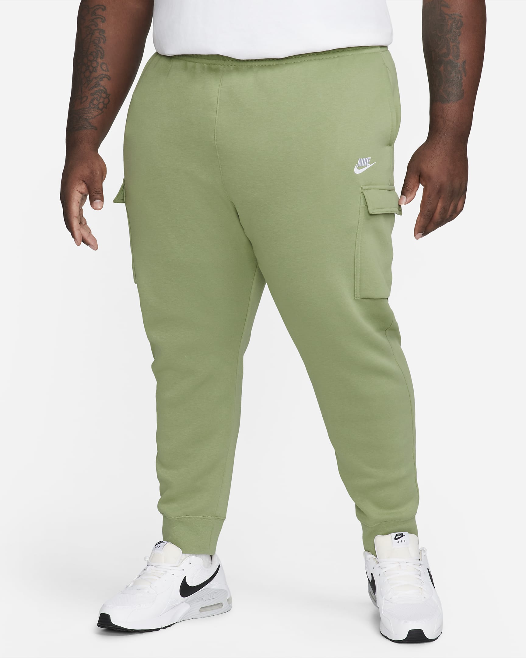 Pants cargo para hombre Nike Sportswear Club Fleece - Verde aceite/Verde aceite/Blanco