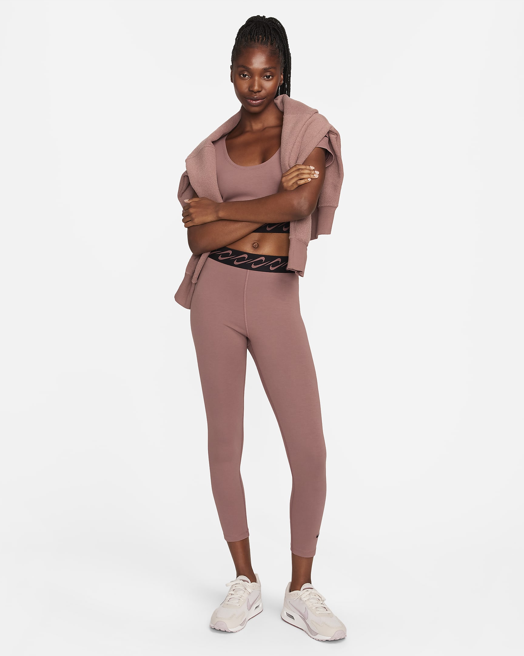 Nike Sportswear Classic Swoosh Women's High-Waisted 7/8 Leggings - Smokey Mauve/Black