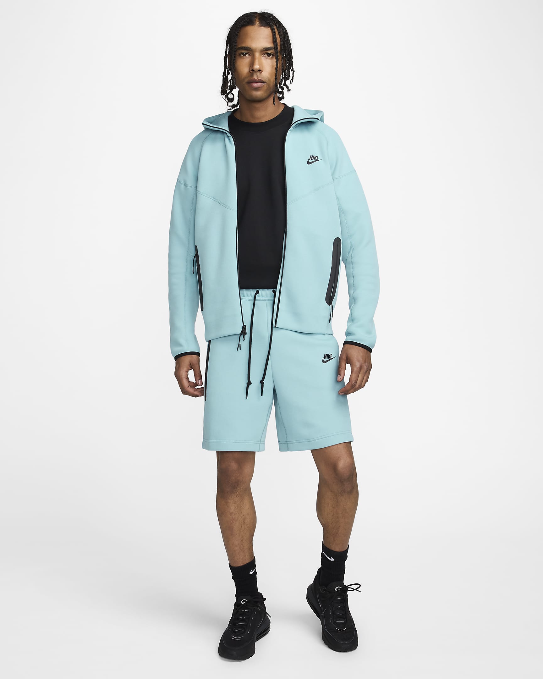 Short Nike Sportswear Tech Fleece pour homme - Denim Turquoise/Noir