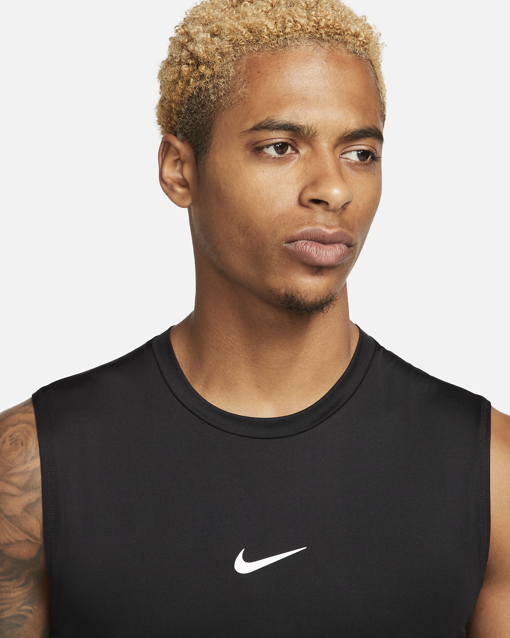 Nike Pro Men's Dri-FIT Tight Sleeveless Fitness Top - Black/White