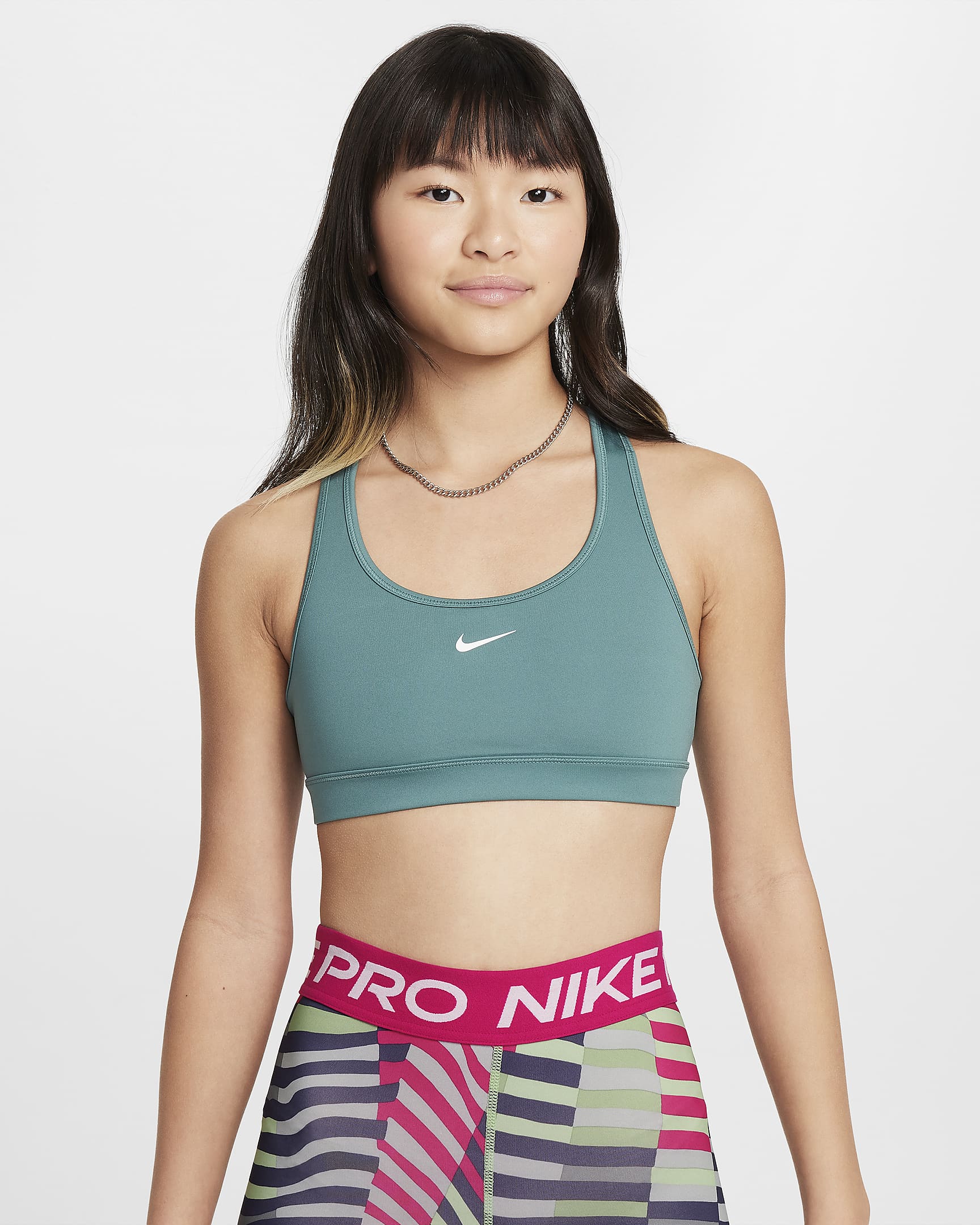 Bra deportivo para niña talla grande Nike Swoosh - De costa a costa/Blanco