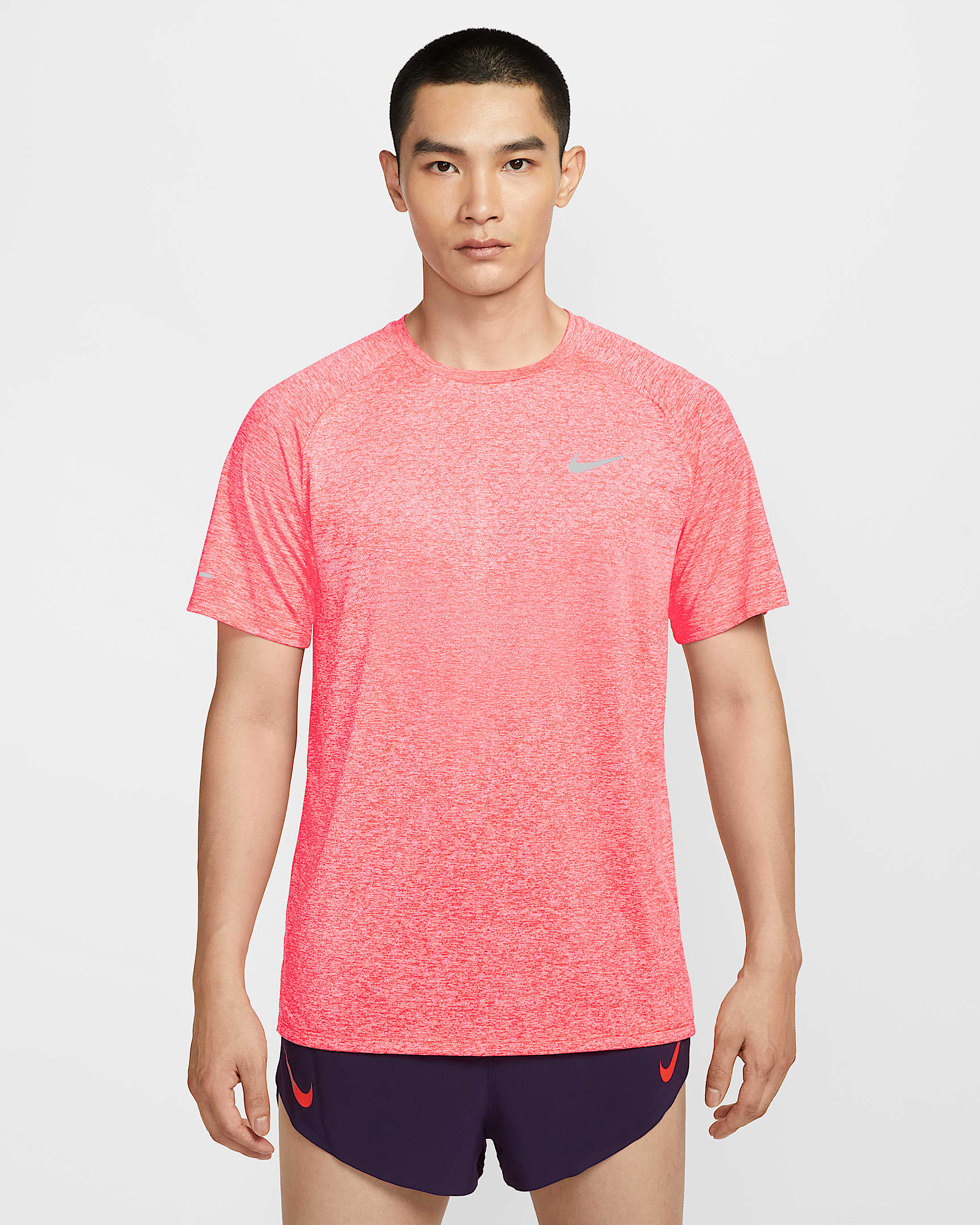 Nike Stride 男款 Dri-FIT ADV 短袖跑步上衣 - Bright Crimson/Heather