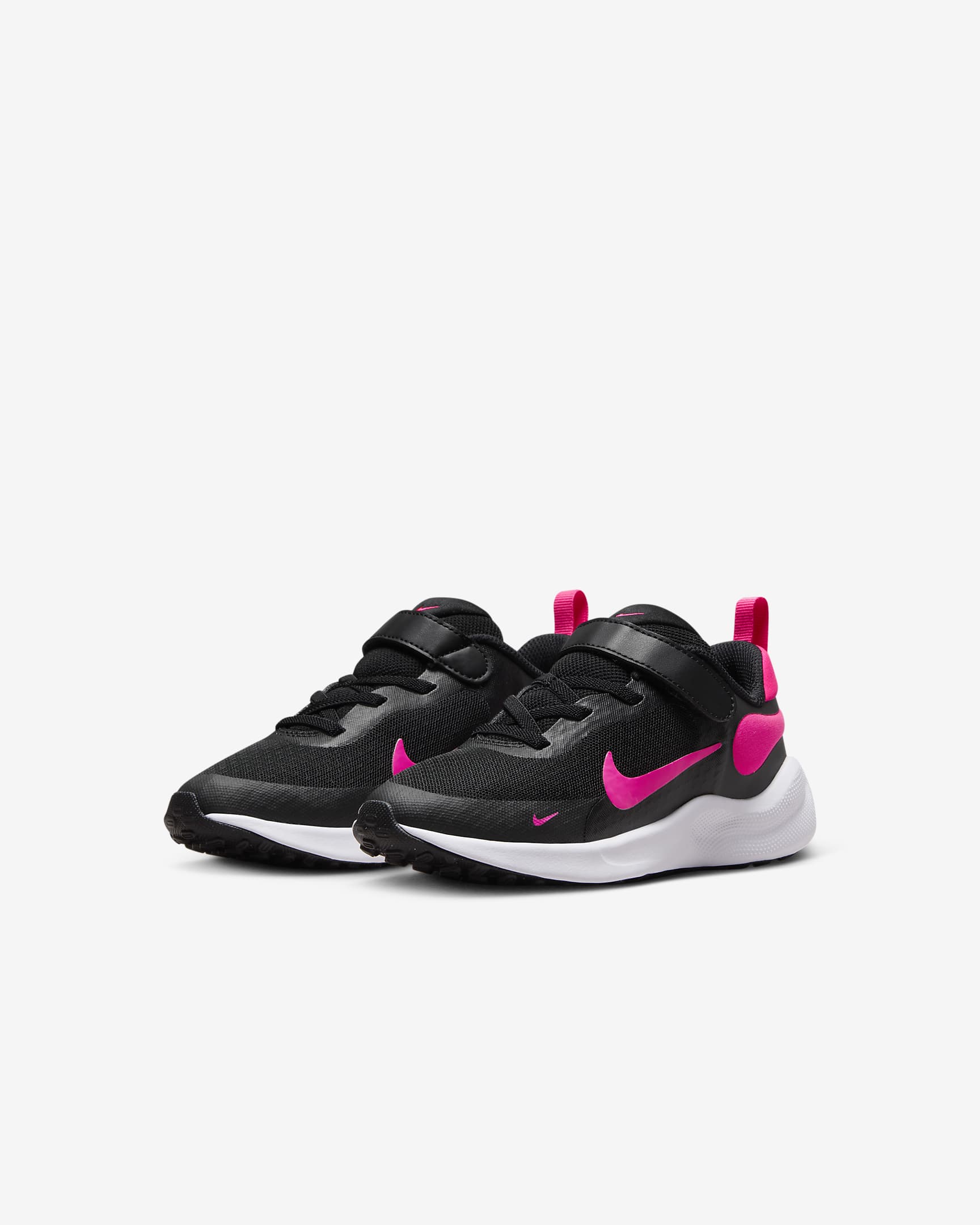 Nike Revolution 7 Younger Kids' Shoes - Black/White/Hyper Pink