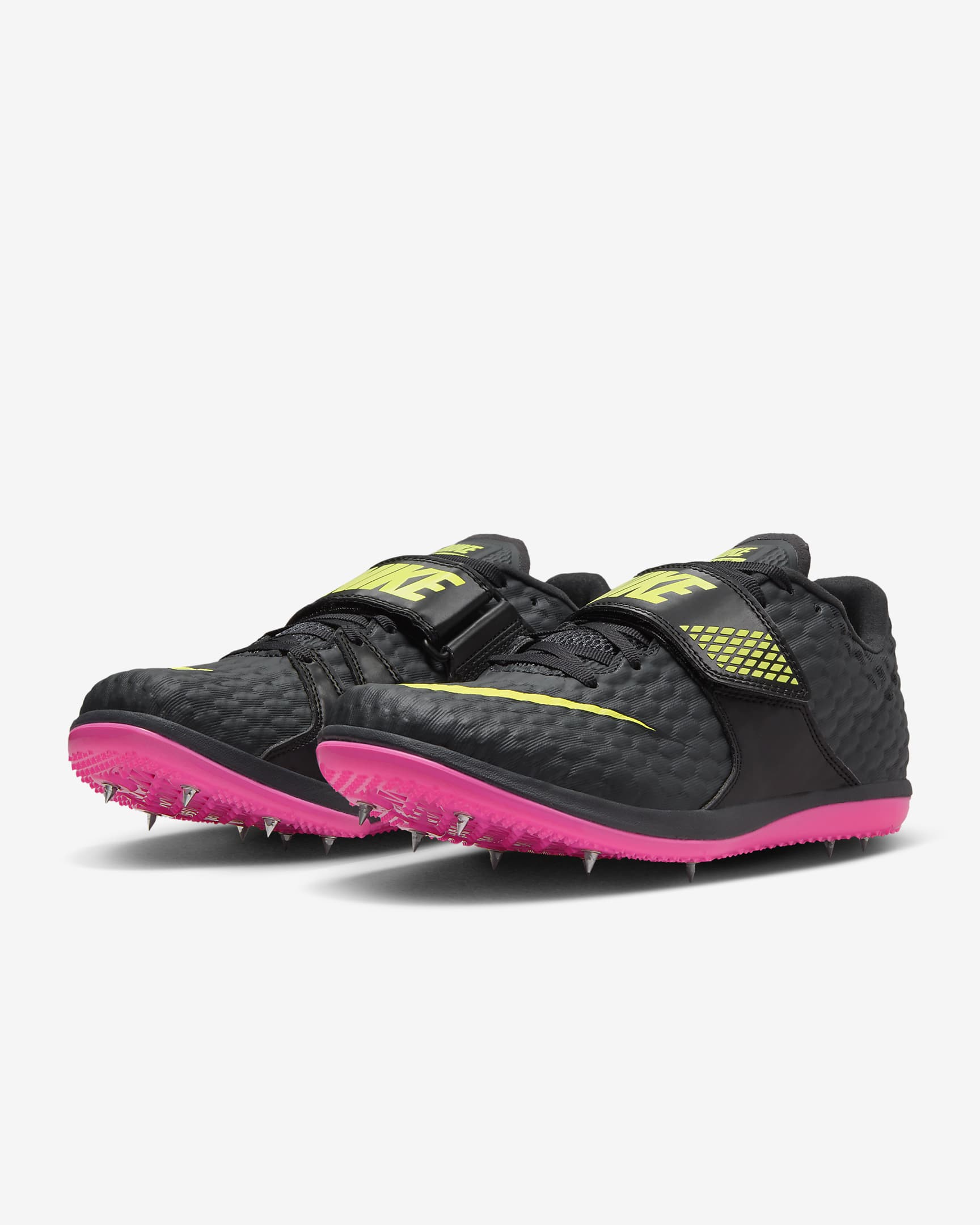 Παπούτσι στίβου για άλματα Nike High Jump Elite - Anthracite/Μαύρο/Light Lemon Twist/Fierce Pink