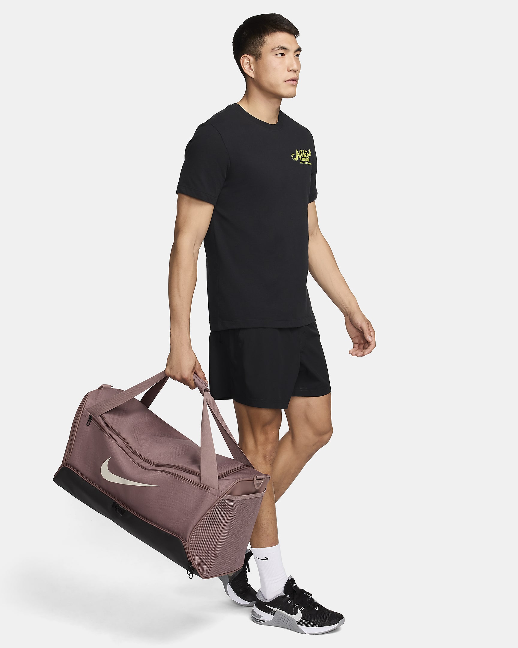 Nike Brasilia 9.5 Training Duffel Bag (Medium, 60L) - Smokey Mauve/Black/Light Orewood Brown