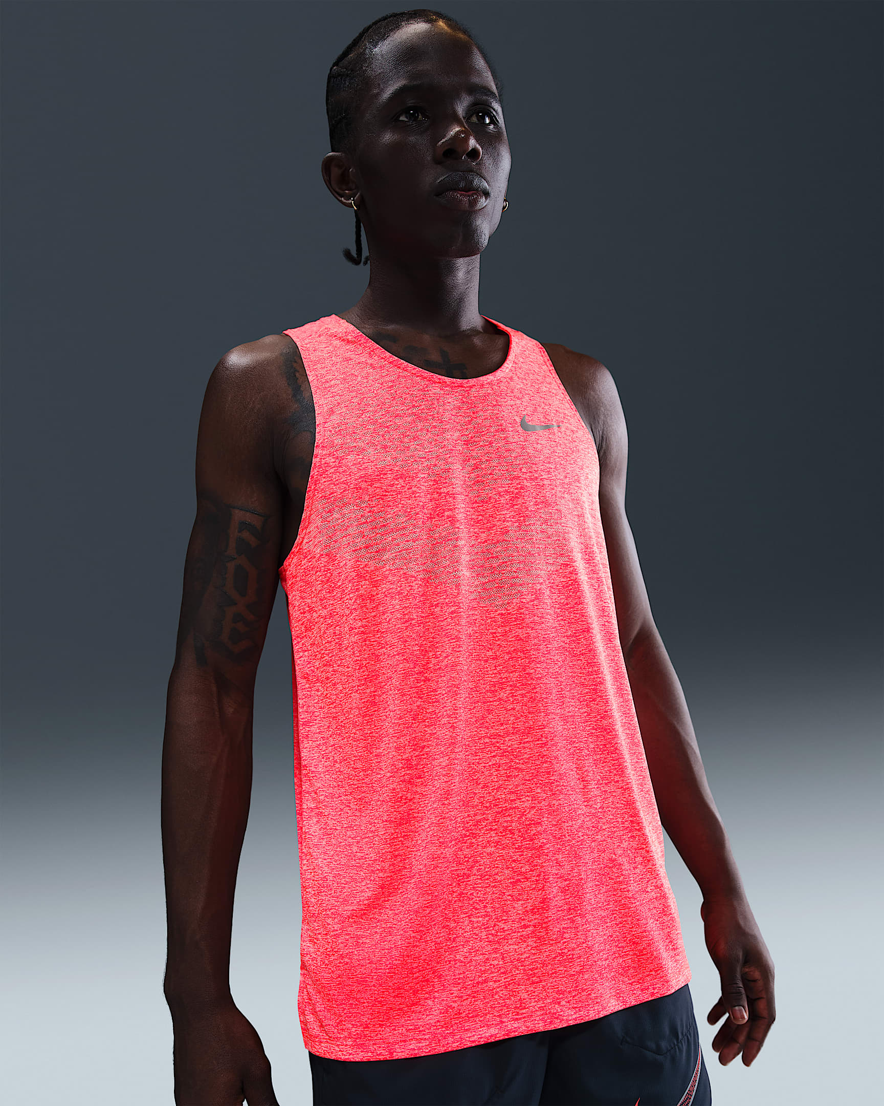 Nike Stride Men's Dri-FIT ADV Running Tank Top - Bright Crimson/Heather
