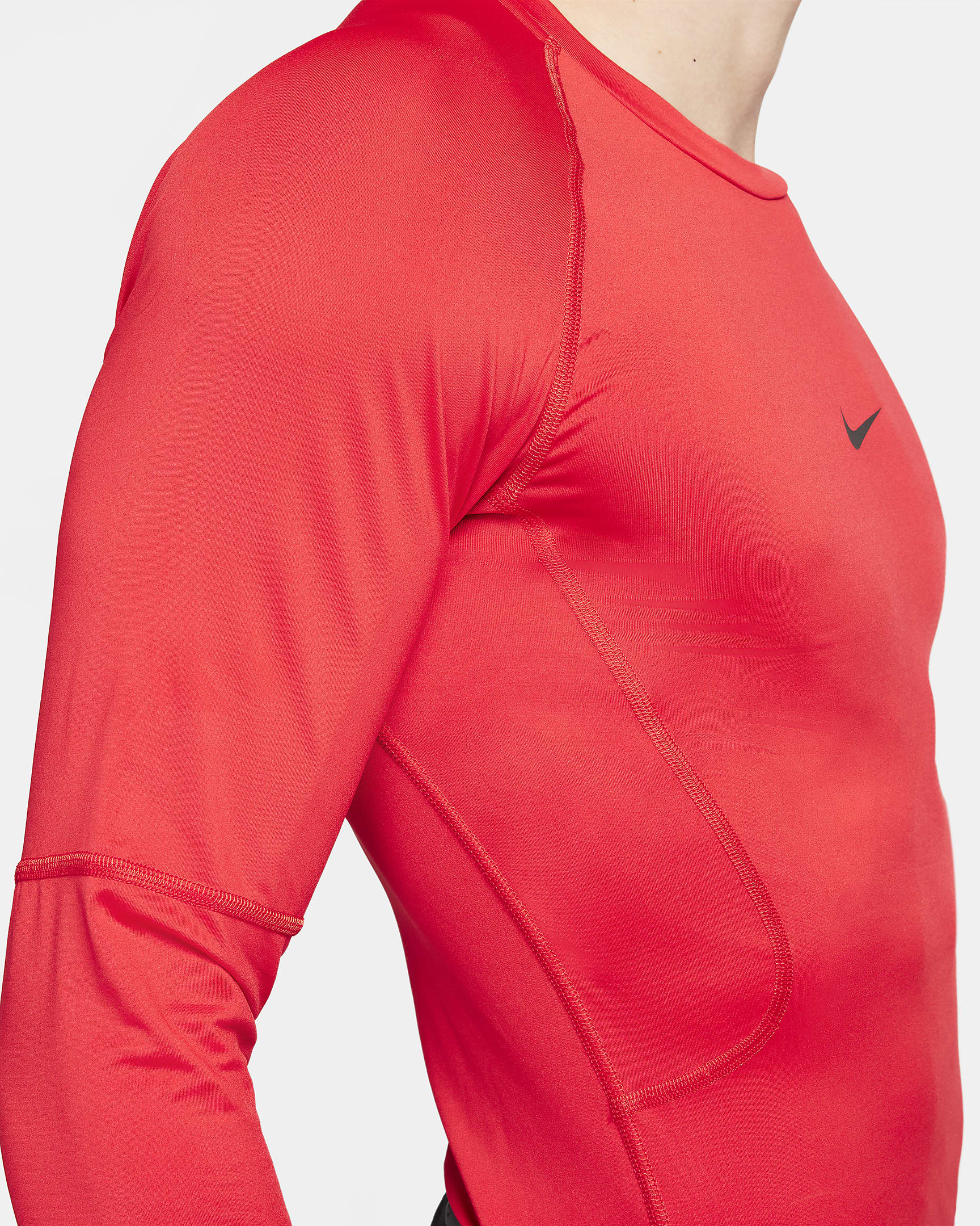 Tætsiddende Nike Pro Dri-FIT-fitnessoverdel med lange ærmer til mænd - University Red/sort