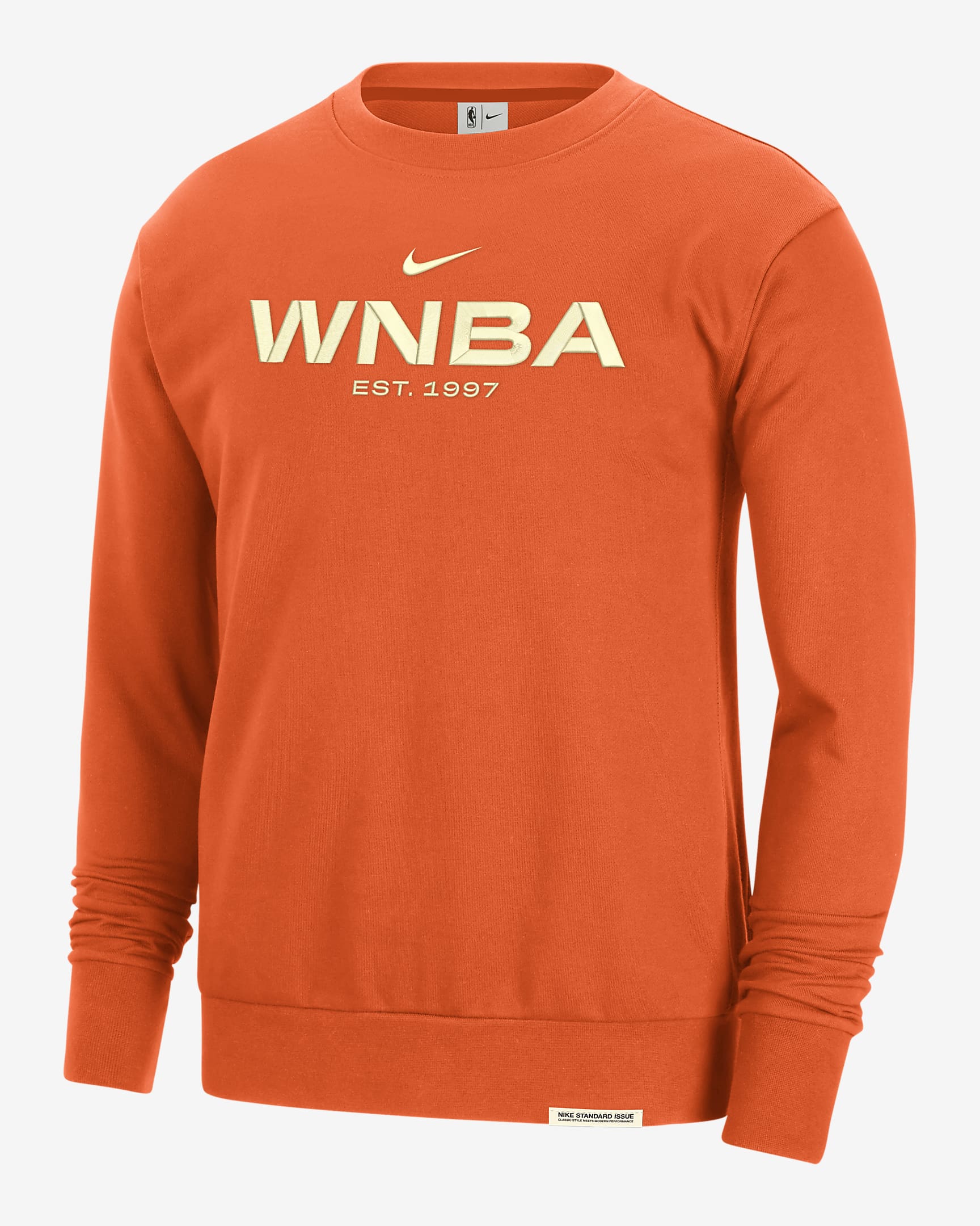 Sudadera de básquetbol Nike Dri-FIT de cuello redondo Standard Issue - Naranja brillante/Marfil pálido/Alabastro