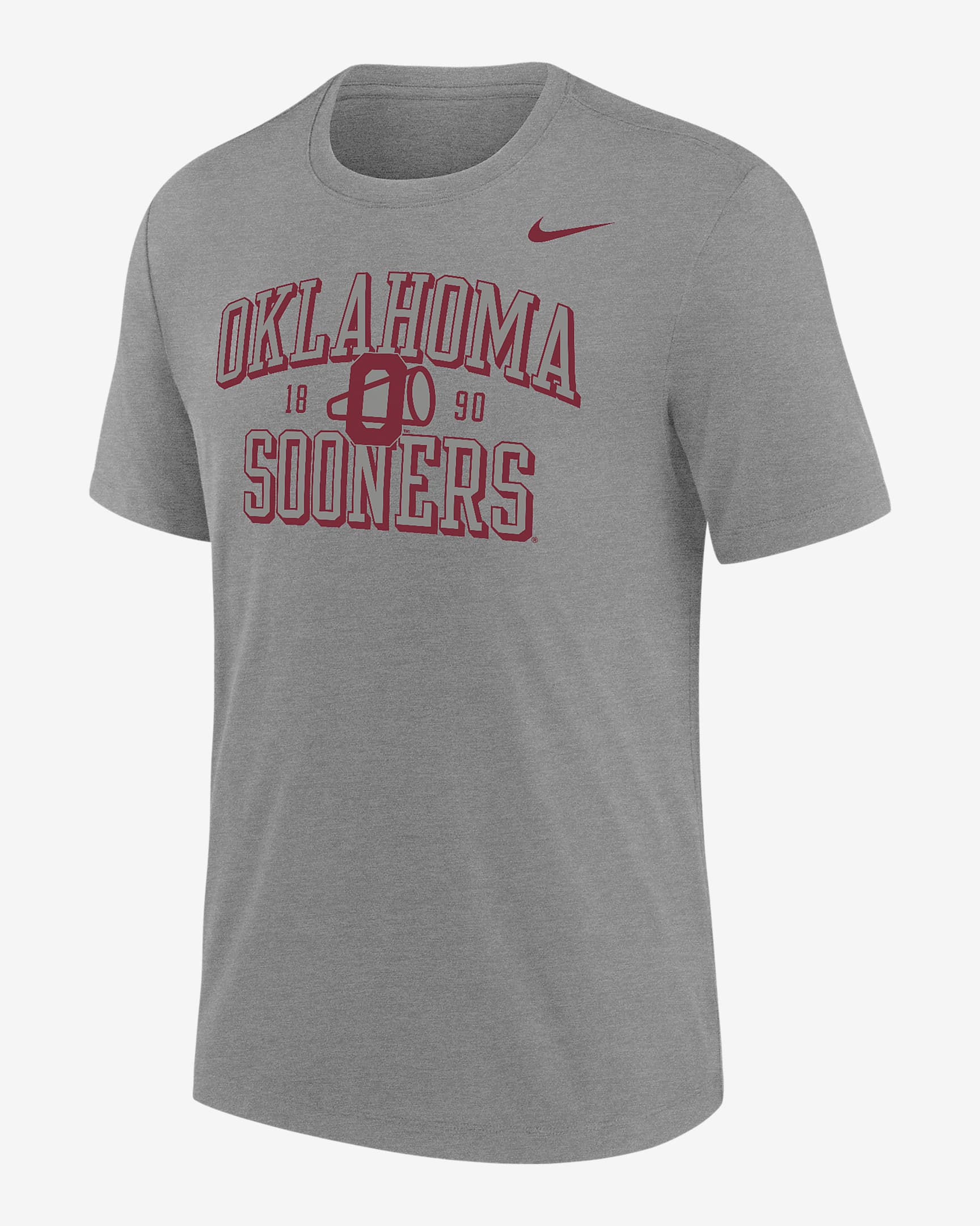 Playera universitaria Nike para hombre de Oklahoma - Gris oscuro jaspeado