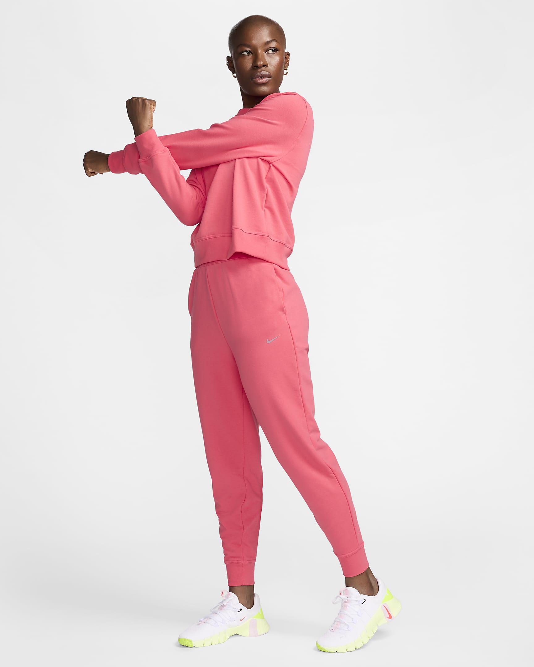 Nike Dri-FIT One Women's High-Waisted 7/8 French Terry Joggers - Aster Pink/Black