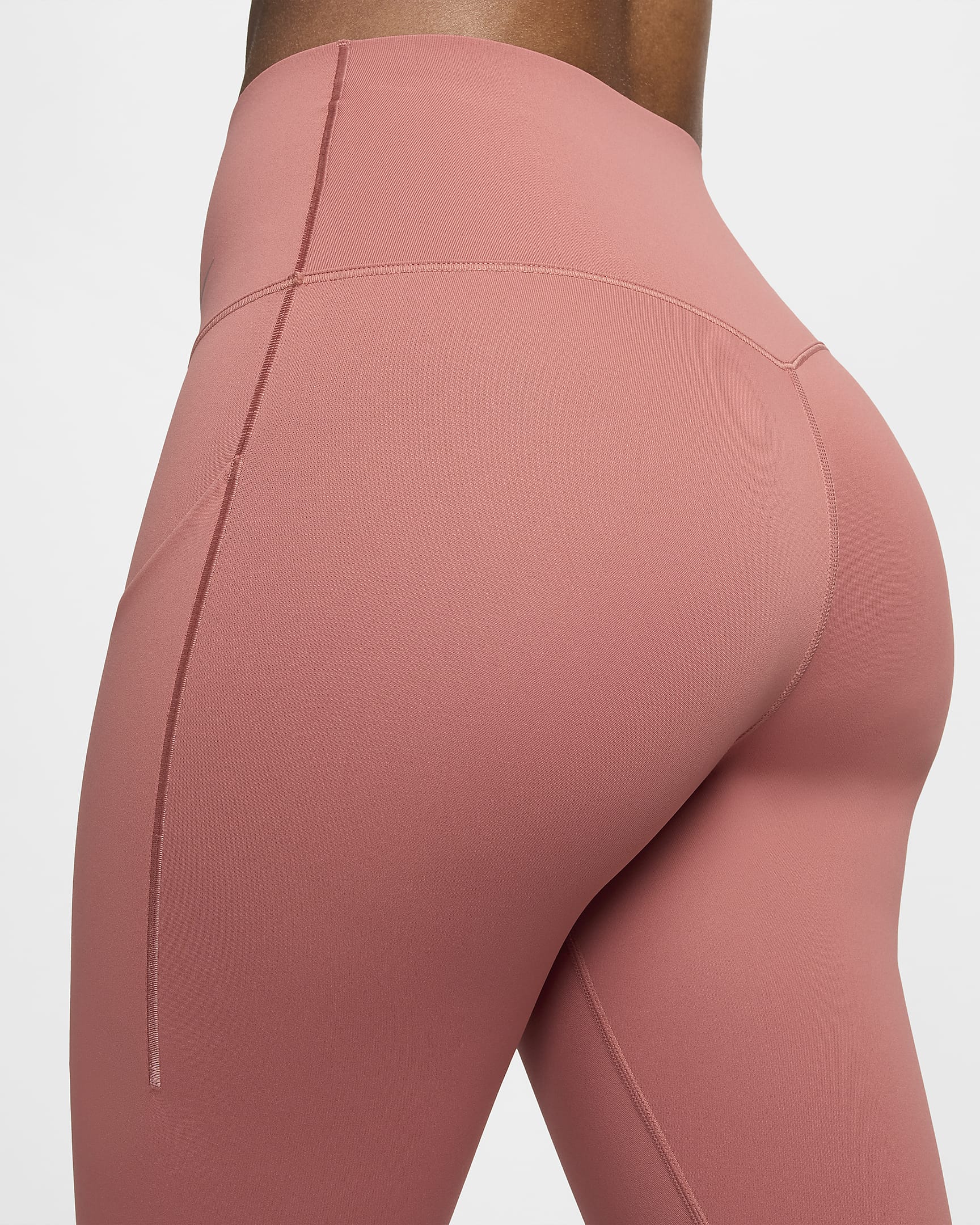 Nike Universa Women's Medium-Support High-Waisted 7/8 Leggings with Pockets - Canyon Pink/Black