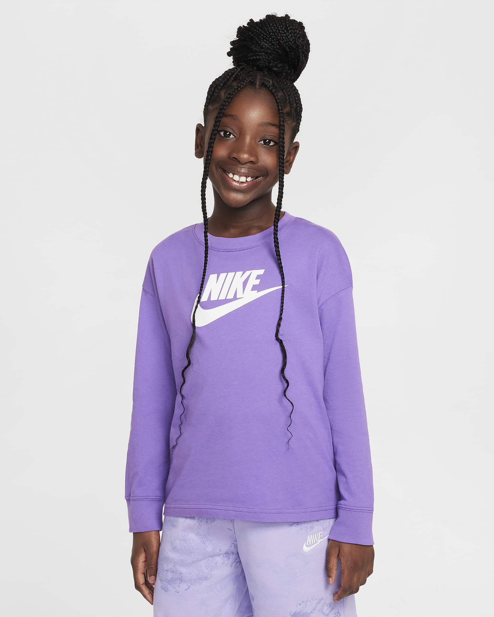 Nike Sportswear Big Kids' (Girls') Long-Sleeve T-Shirt - Black Raspberry