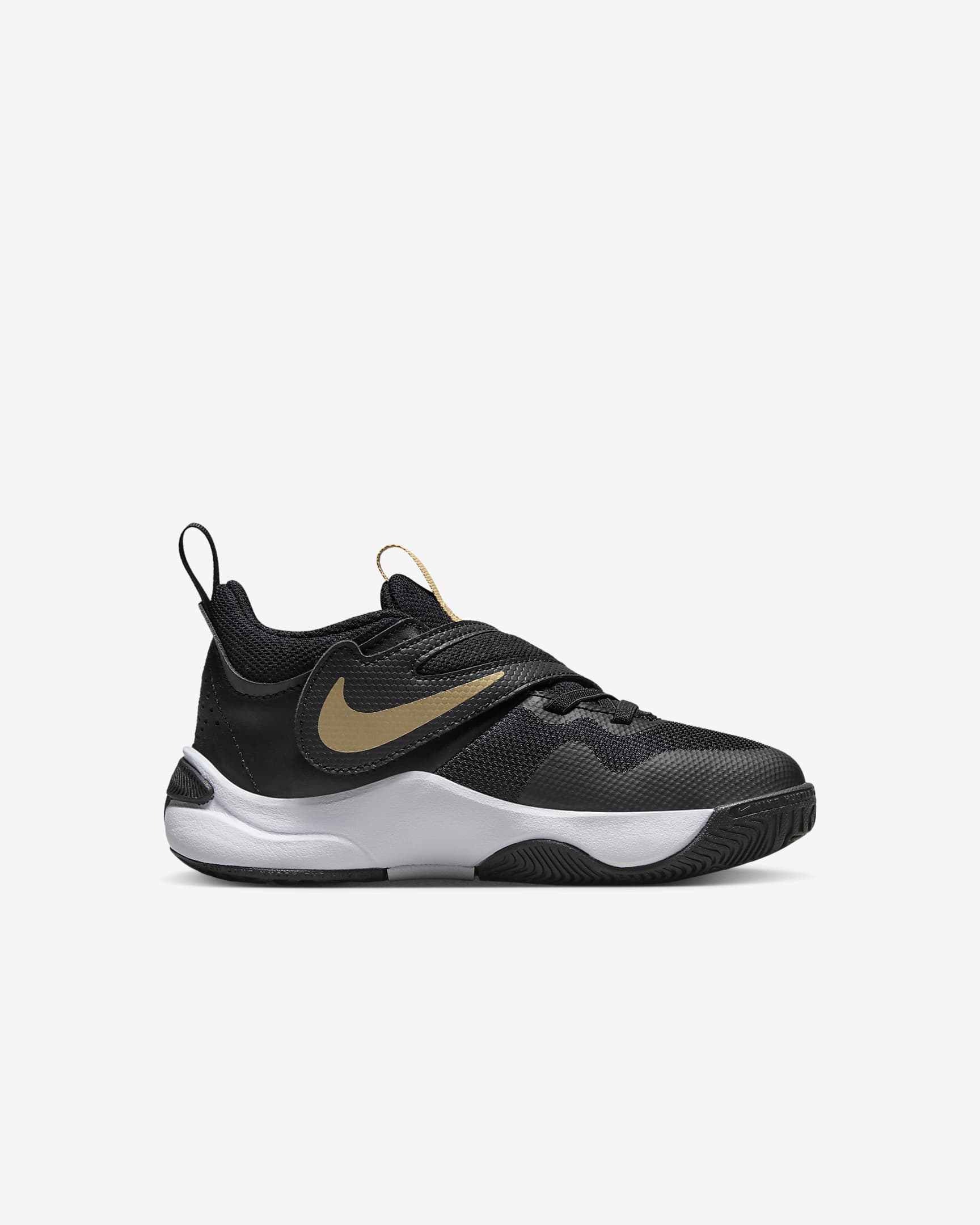 Nike Team Hustle D 11 Little Kids' Shoes - Black/White/Metallic Gold