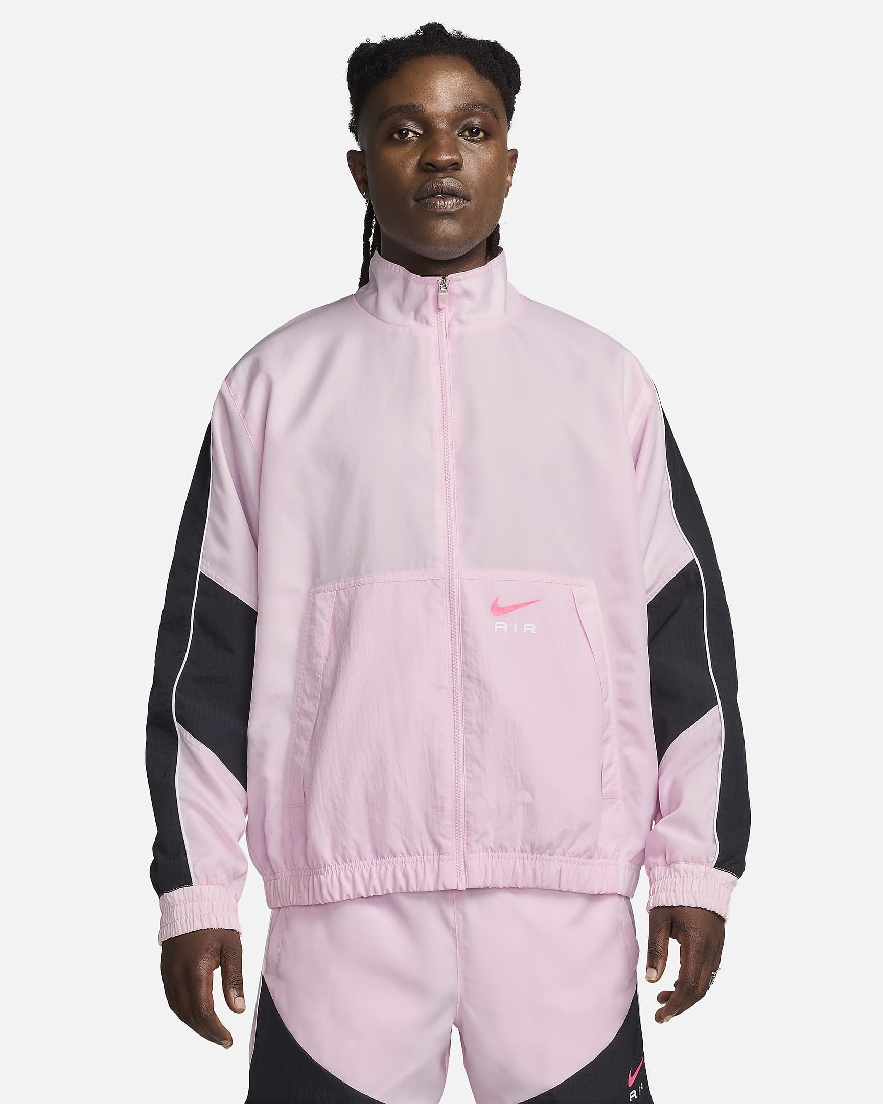 Nike Air Men's Woven Tracksuit Jacket - Pink Foam/Black