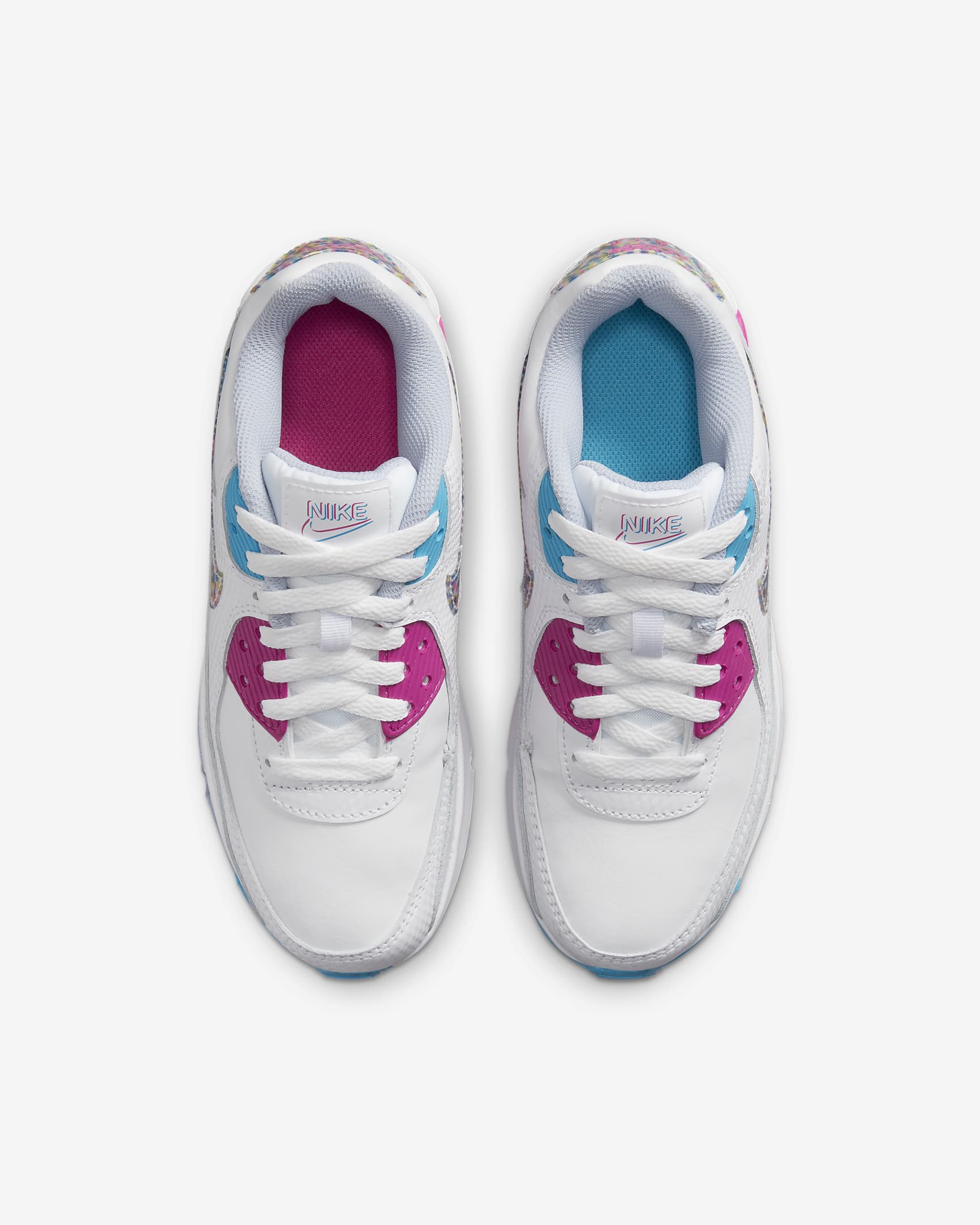 Nike Air Max 90 LTR SE Big Kids' Shoes - White/Active Fuchsia/Blue Lightning/Multi-Color