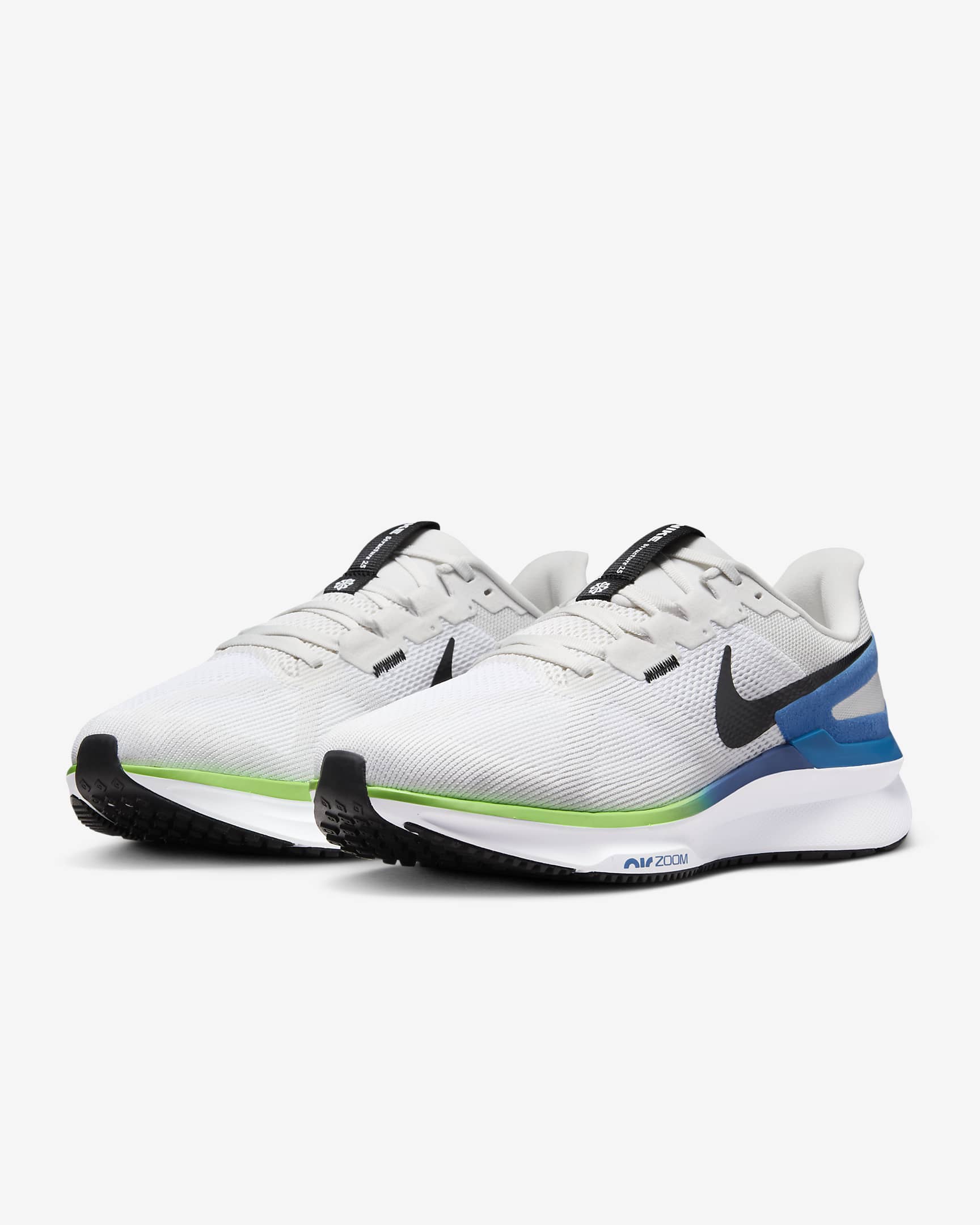 Nike Structure 25 Straßenlaufschuh für Herren (extraweit) - Weiß/Platinum Tint/Star Blue/Schwarz