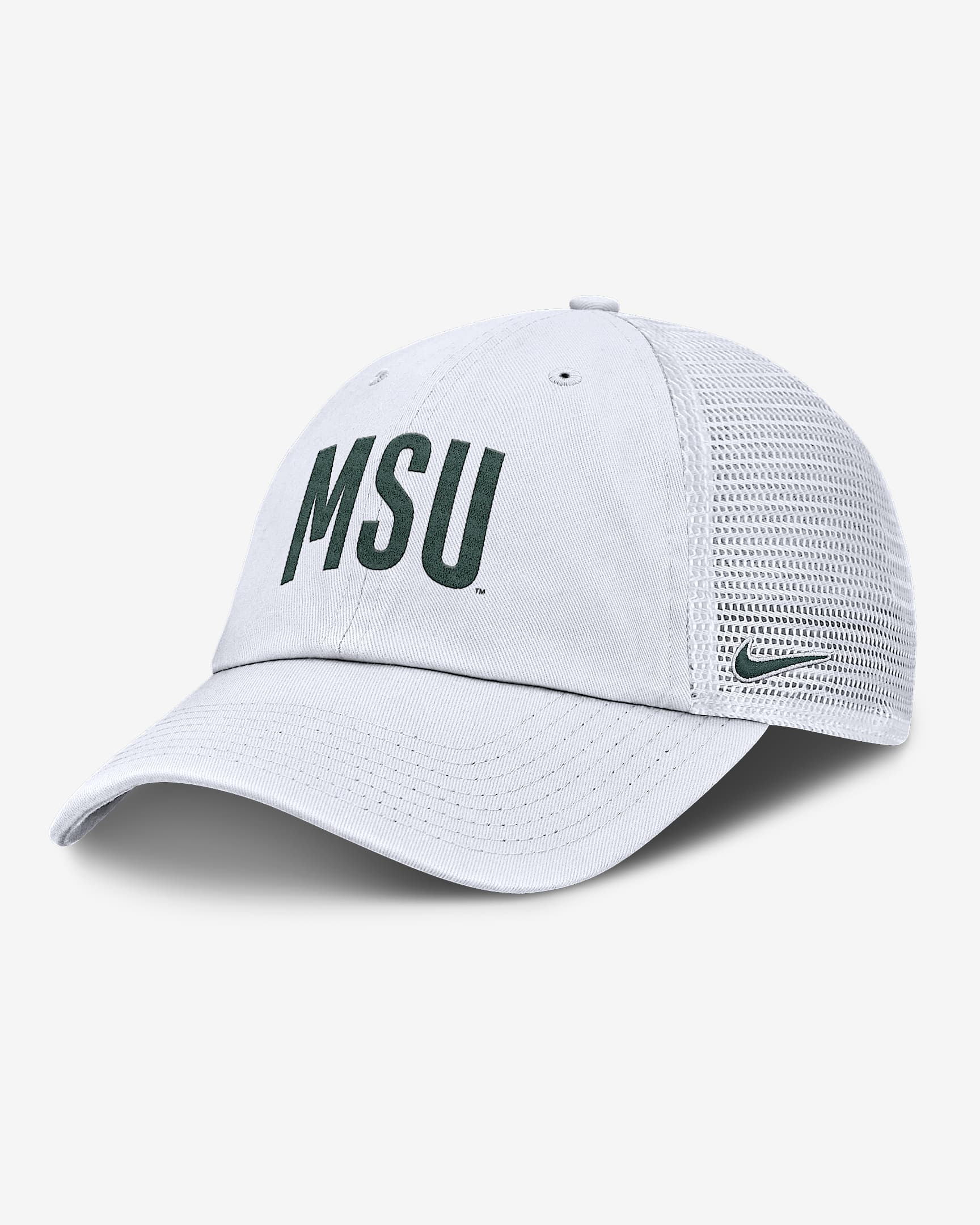 Michigan State Primetime Campus Club Men's Nike College Trucker Adjustable Hat - White