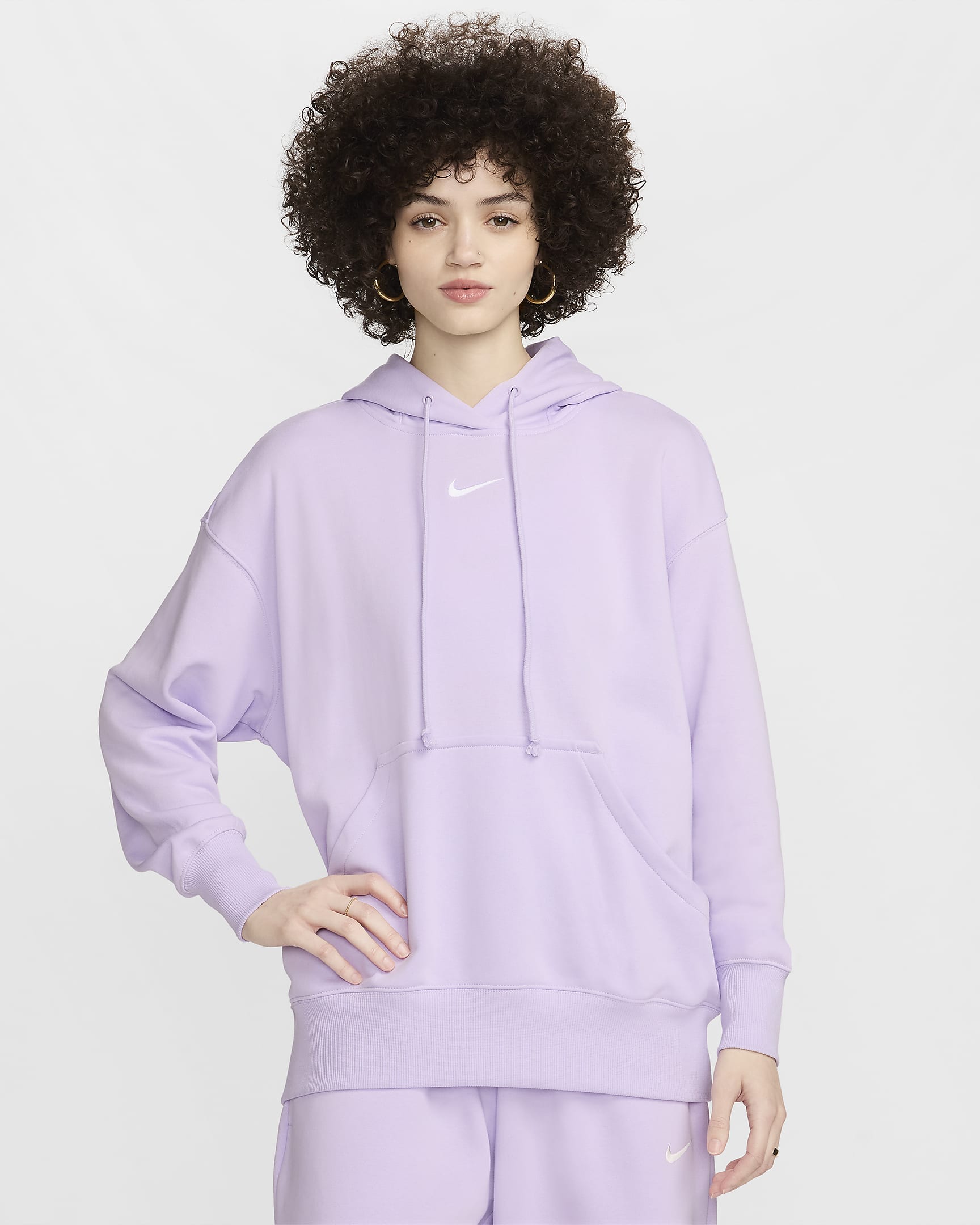 Sudadera con gorro sin cierre de French Terry oversized para mujer Nike Sportswear Phoenix Fleece - Bruma violeta/Blanco