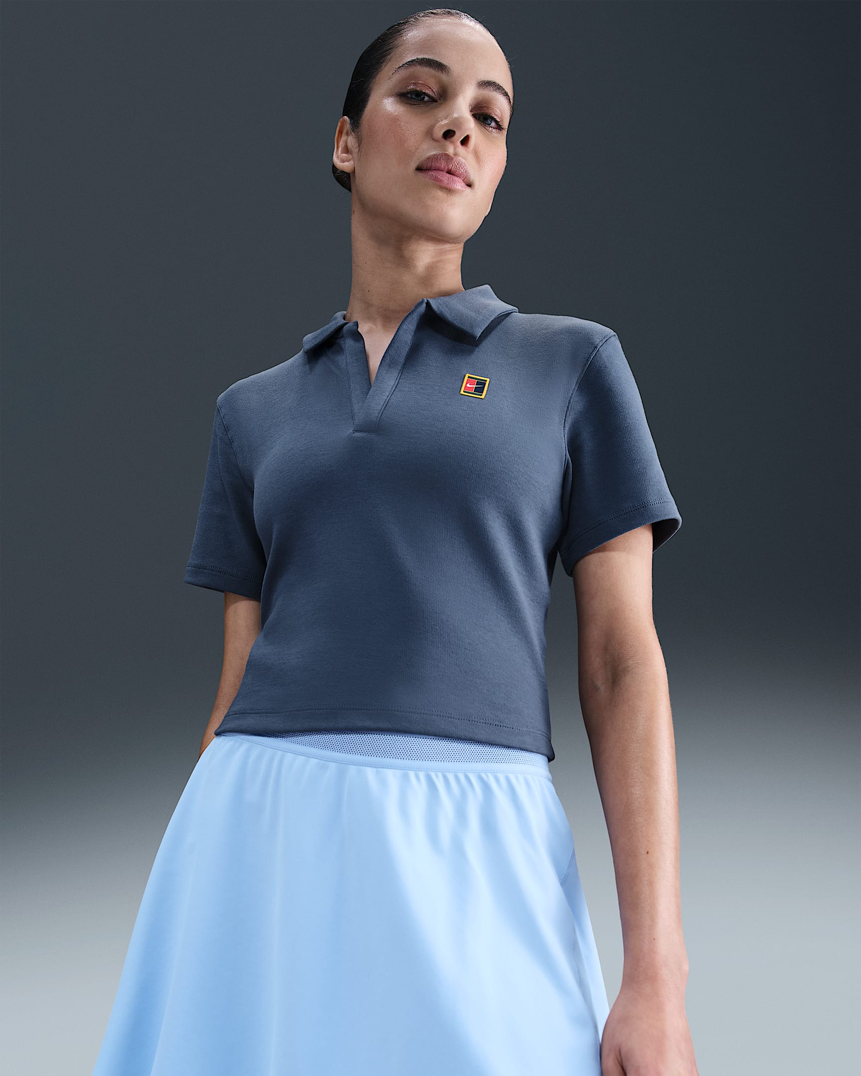 NikeCourt Heritage Polo corto de tenis de manga corta - Mujer - Diffused Blue