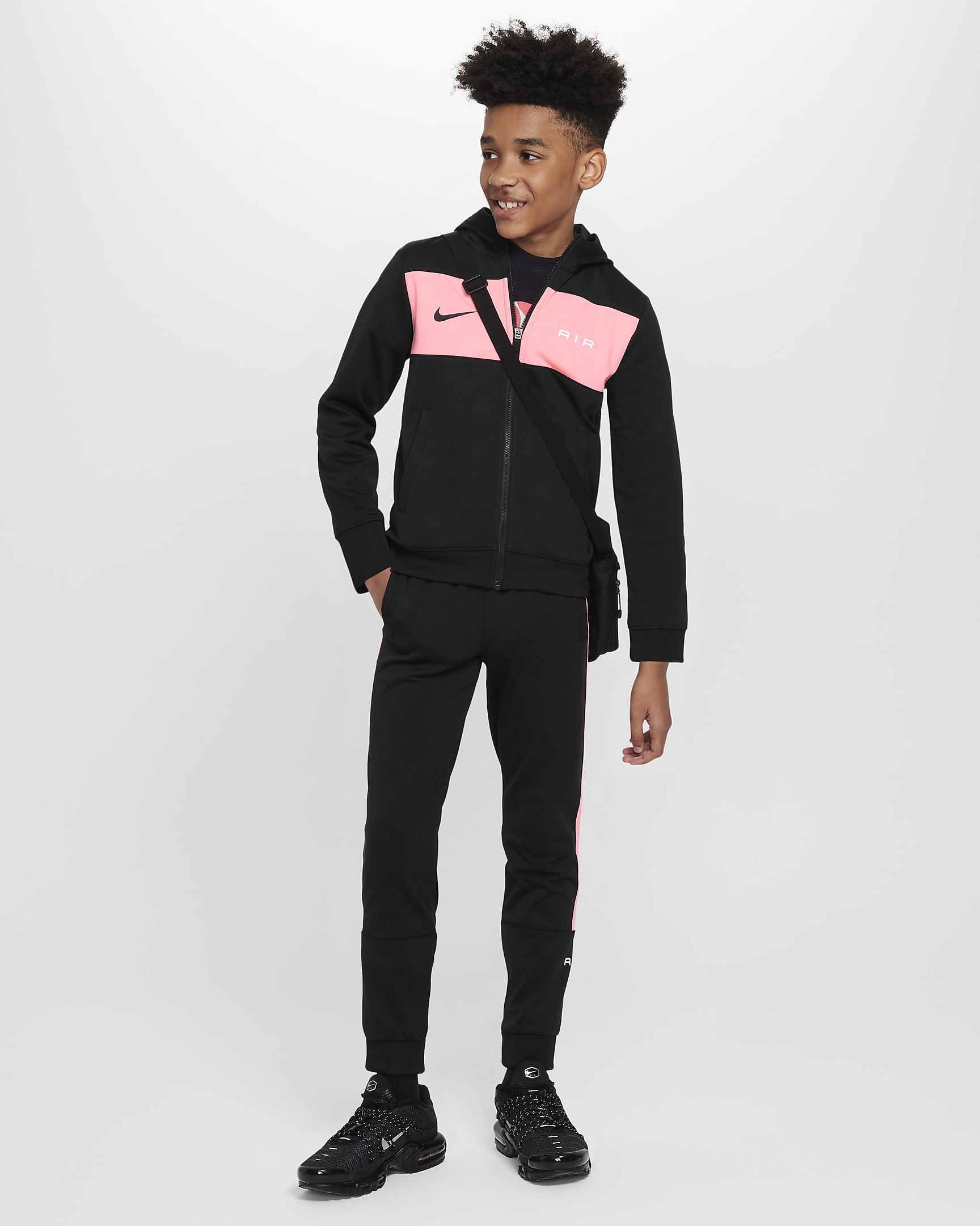 Nike Air Older Kids' (Boys') Full-Zip Hoodie - Black/Pink Foam