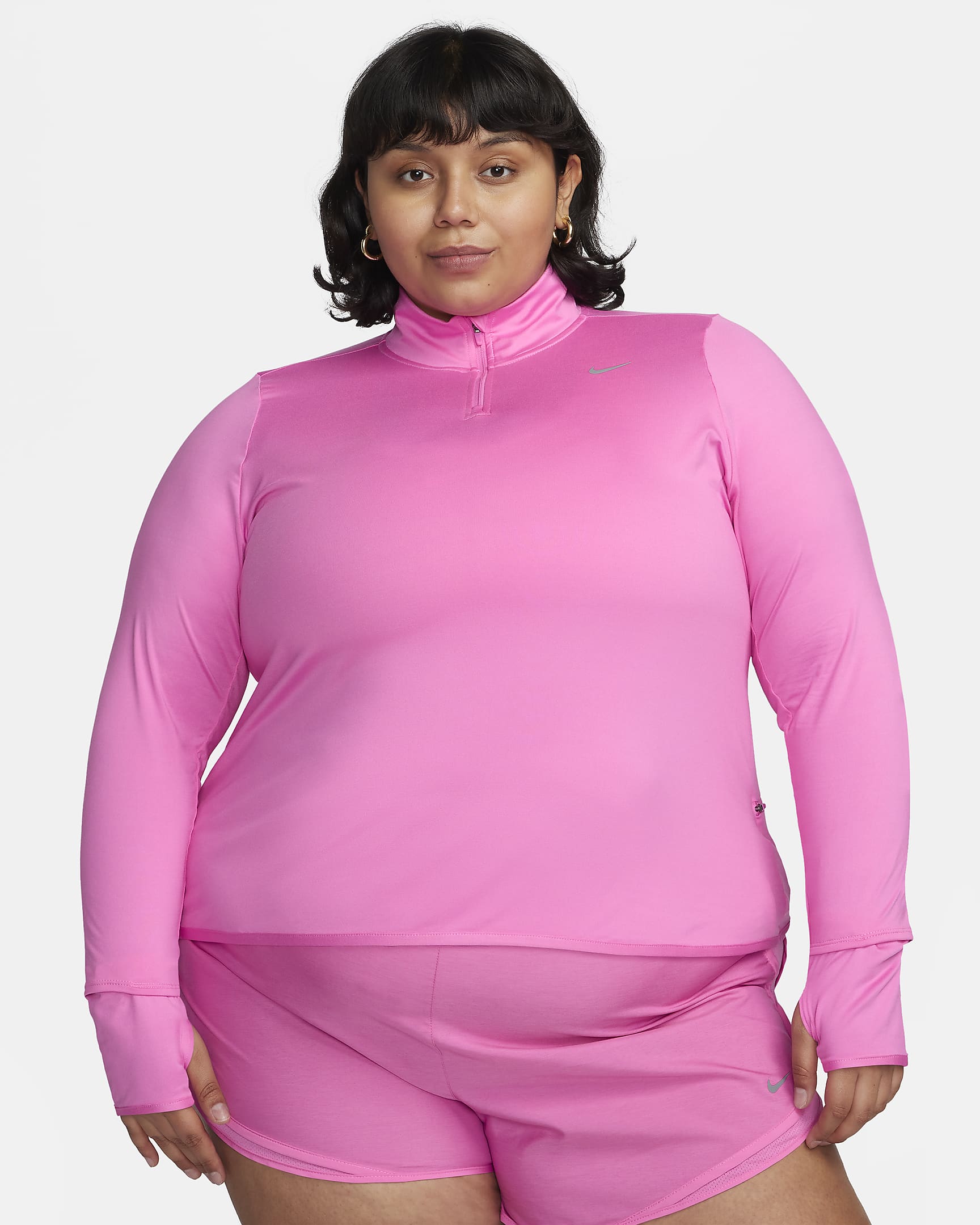 Nike Dri-FIT Swift Element UV Women's 1/4-Zip Running Top (Plus Size) - Playful Pink